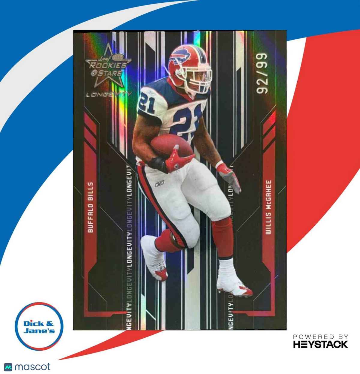 2005 Leaf Rookies & Stars Longevity Willis McGahee Black /99 #13 Buffalo Bills