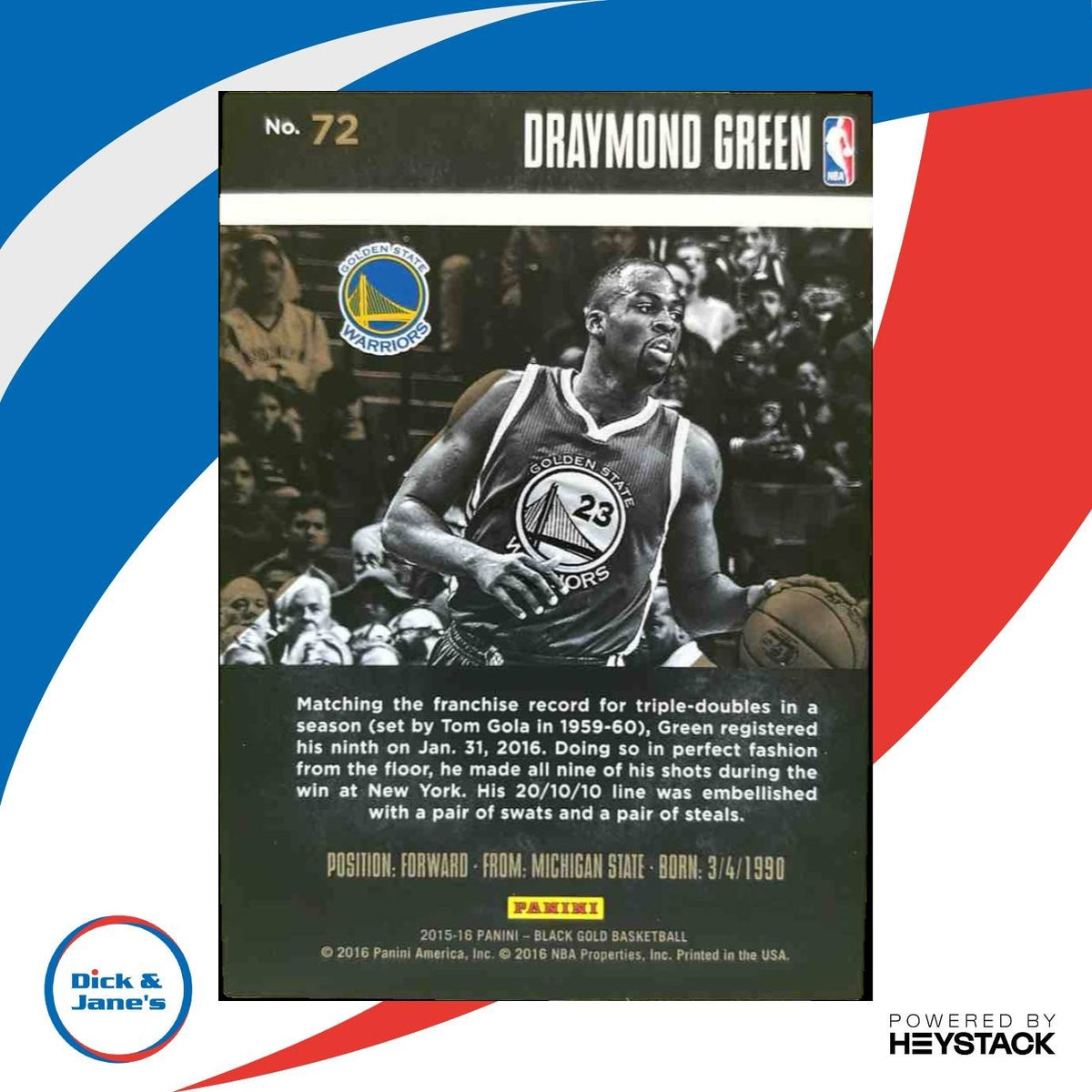 2015-16 Panini Black Gold Draymond Green #72 Golden State Warriors