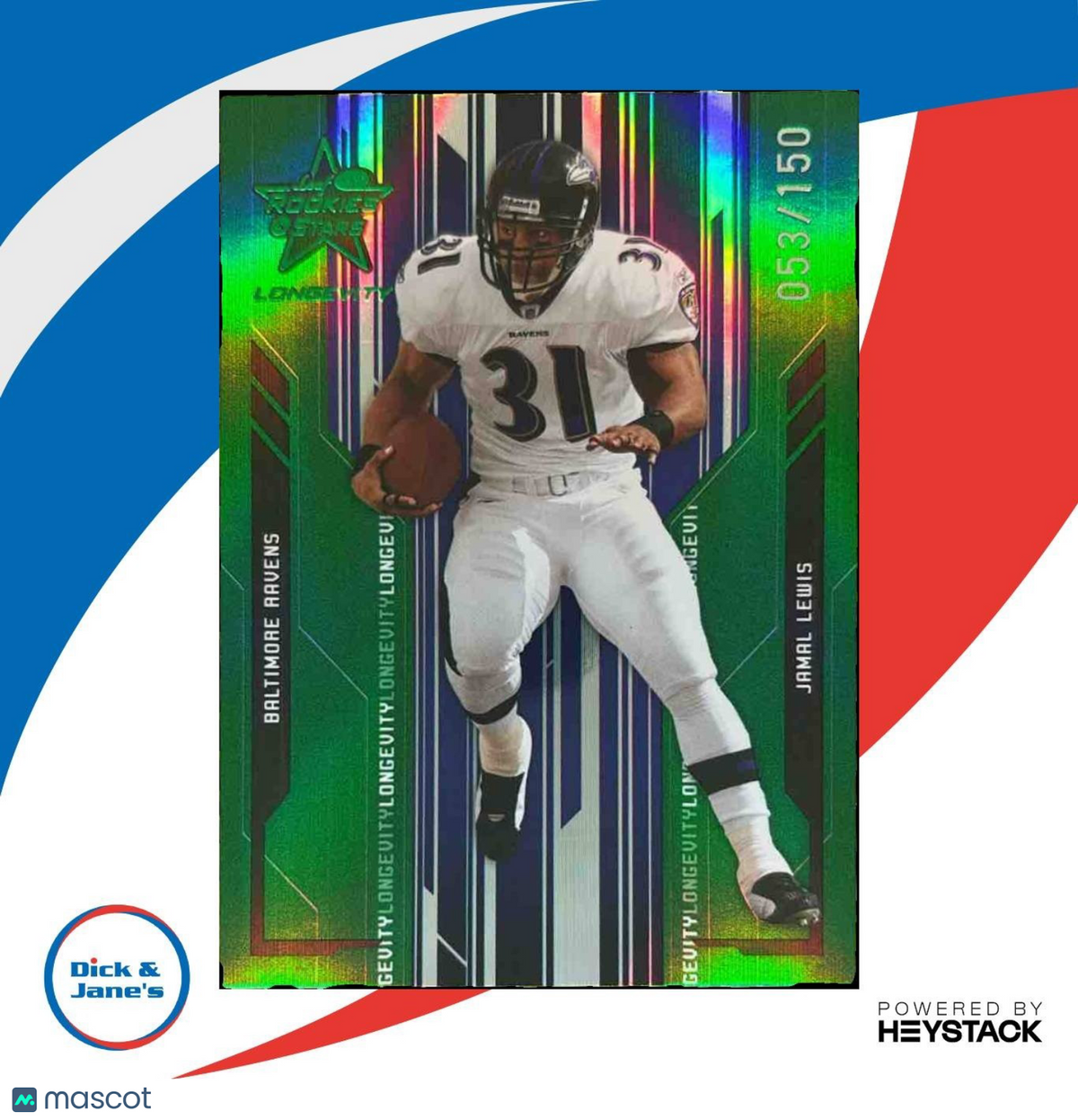 2005 Leaf Rookies & Stars Jamal Lewis Sapphire /150 #7 Baltimore Ravens