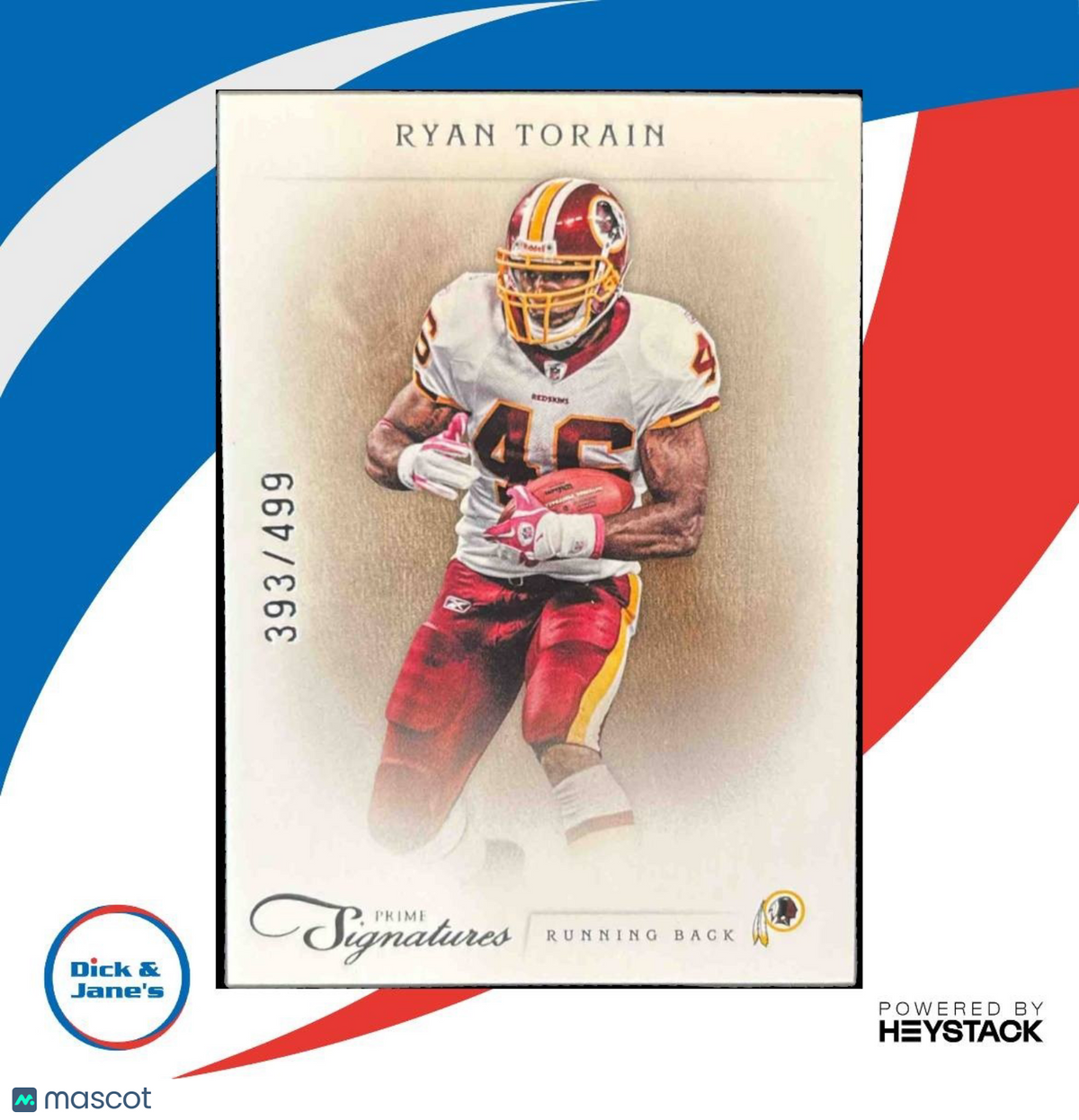 2011 Panini Prime Signatures Ryan Torain Proof Red /99 #153 Washington Redskins