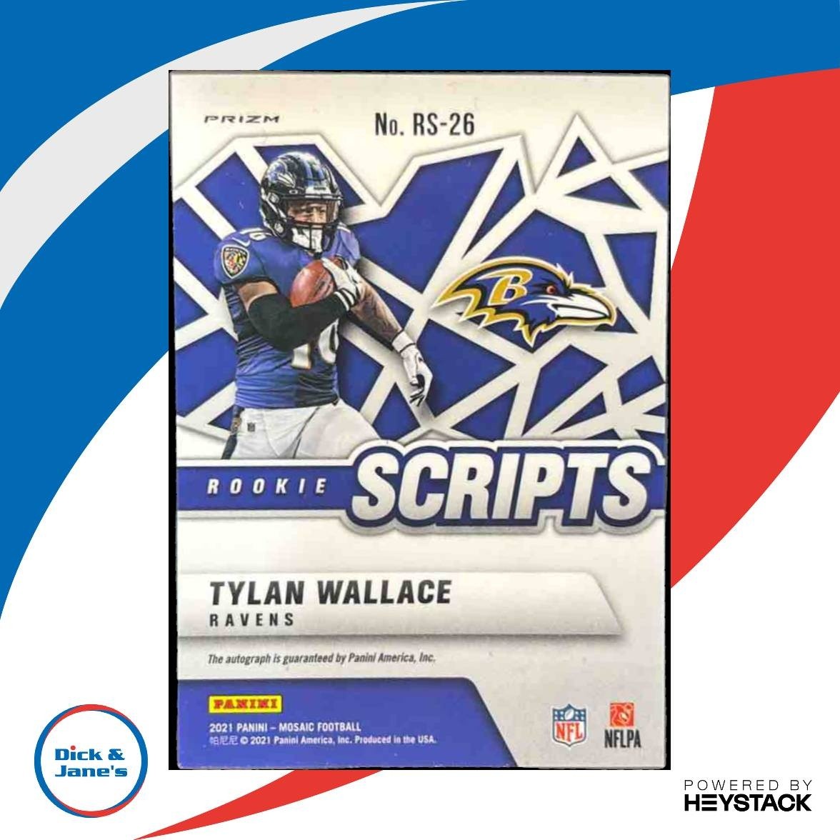 2021 Panini Mosaic Tylan Wallace Rookie Scripts #RS-26 RC Auto Baltimore Ravens