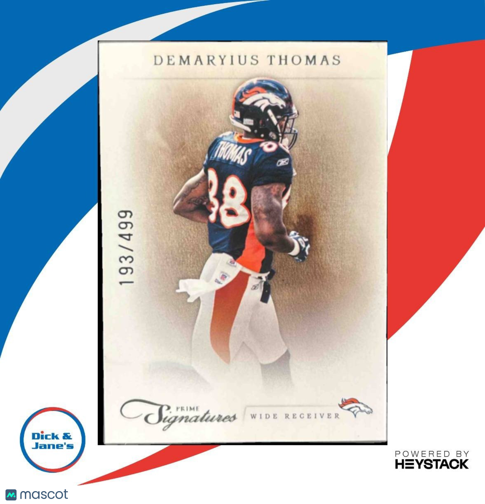 2011 Panini Prime Signatures Demaryius Thomas Proof Red /99 #50 Denver Broncos