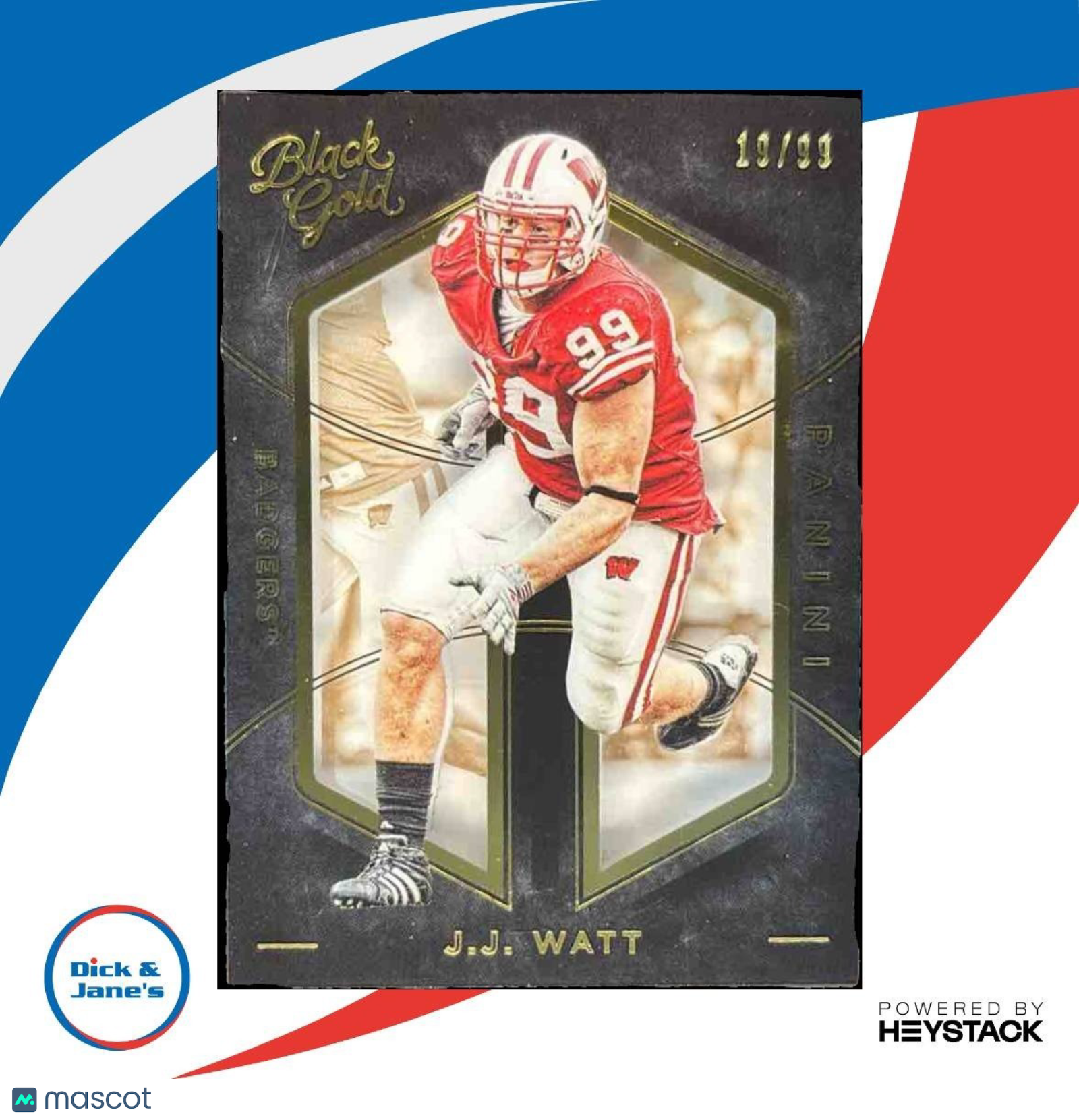 2016 Panini Black Gold Collegiate J.J. Watt /99 #49 Wisconsin Badgers