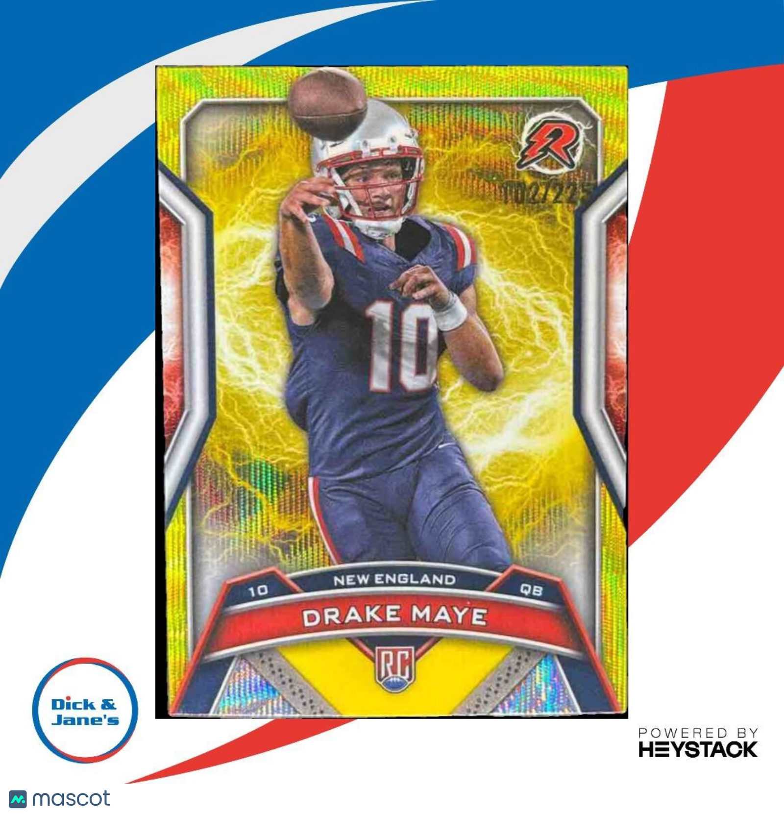 2024 Topps Resurgence Drake Maye Yellow Surge /225 #164 RC New England Patriots