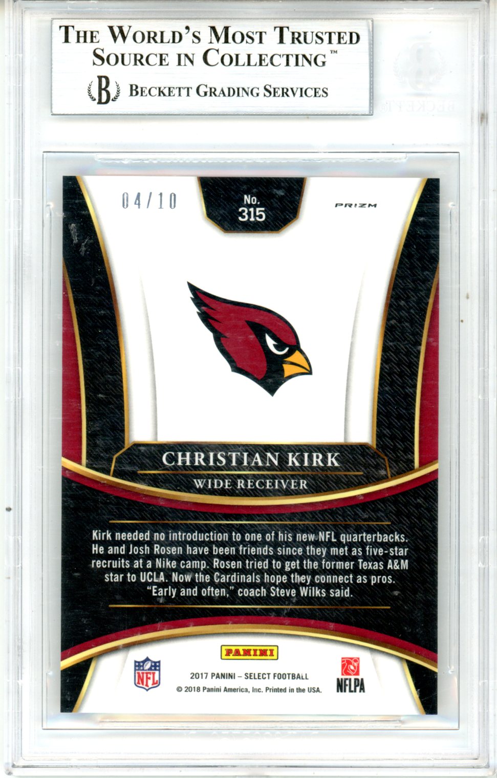 2017 Select Prizm Gold #315 Christian Kirk /10