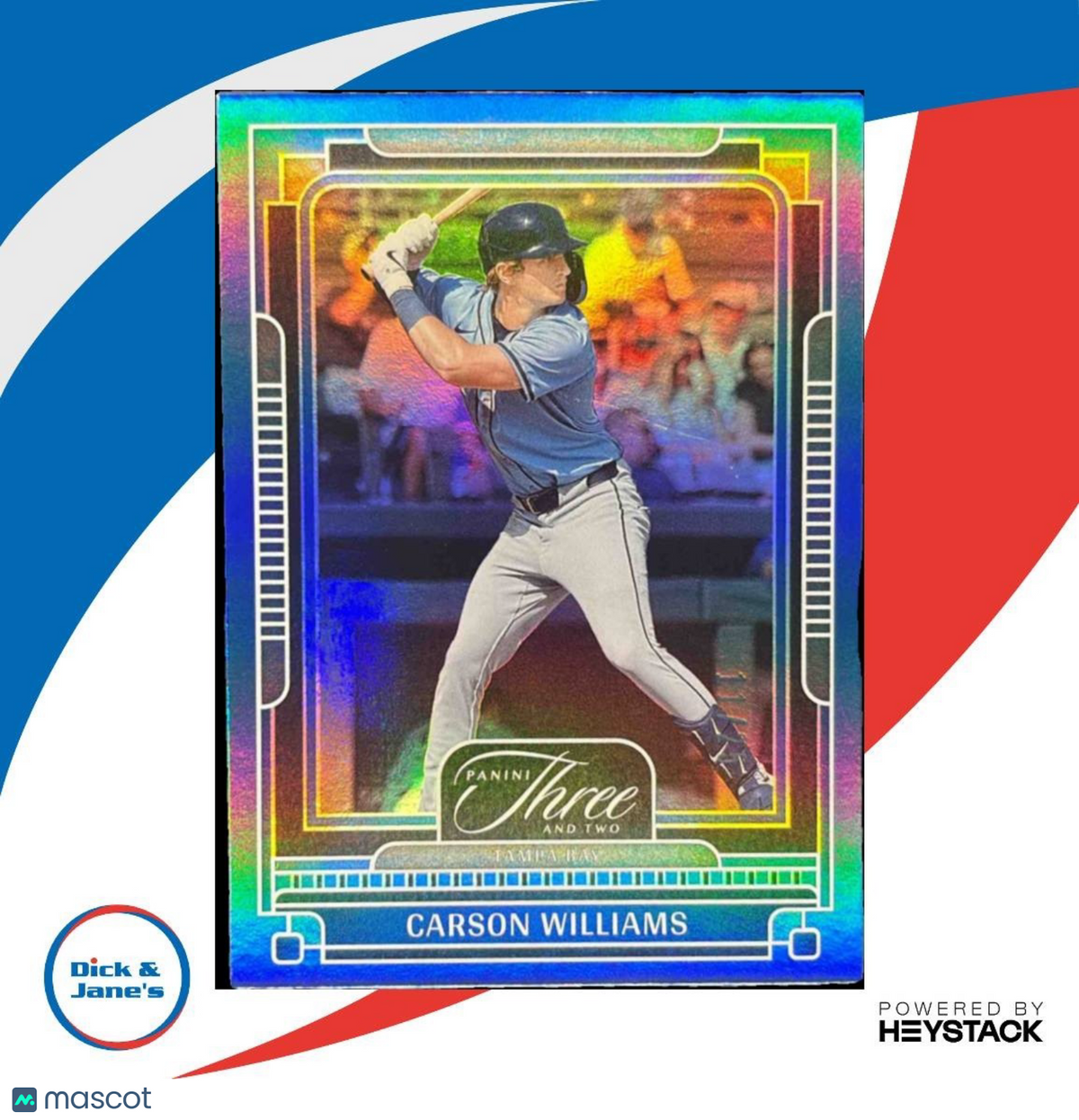 2025 Panini Three and Two Carson Williams Navy Blue /25 #105 Tampa Bay Rays