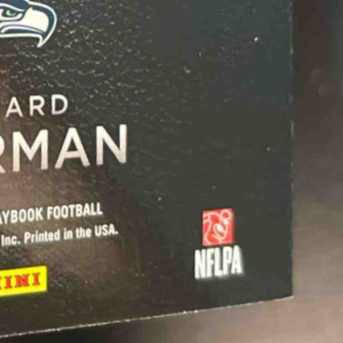 2015 Panini Playbook Deion Sanders Richard Sherman Platinum /99 #48 Broncos