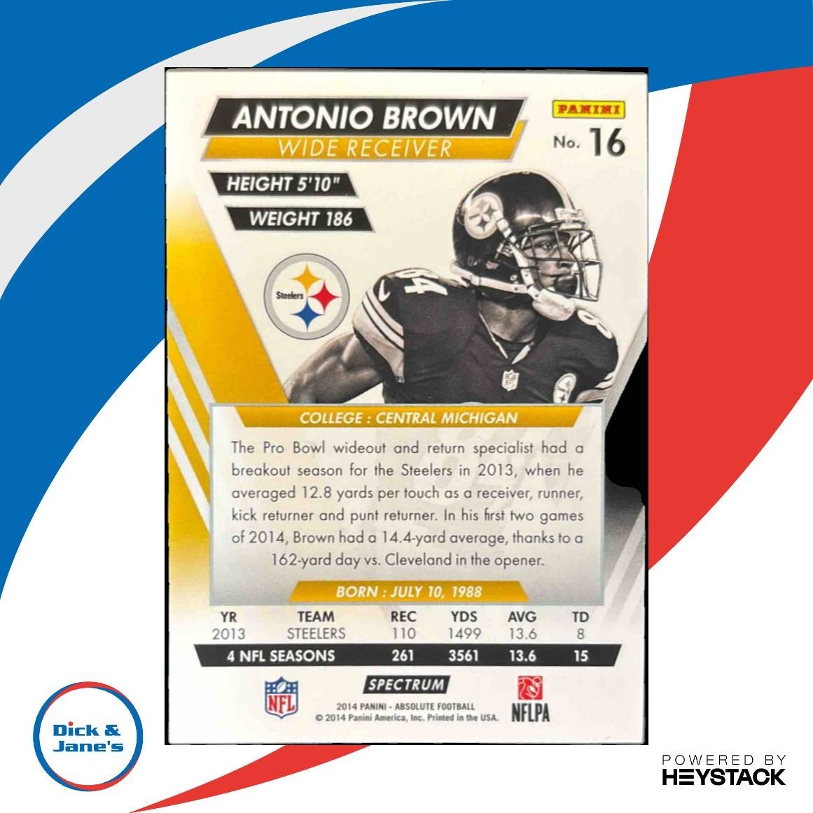 2014 Panini Absolute Antonio Brown Spectrum Silver 40/99 #16 Pittsburgh Steelers