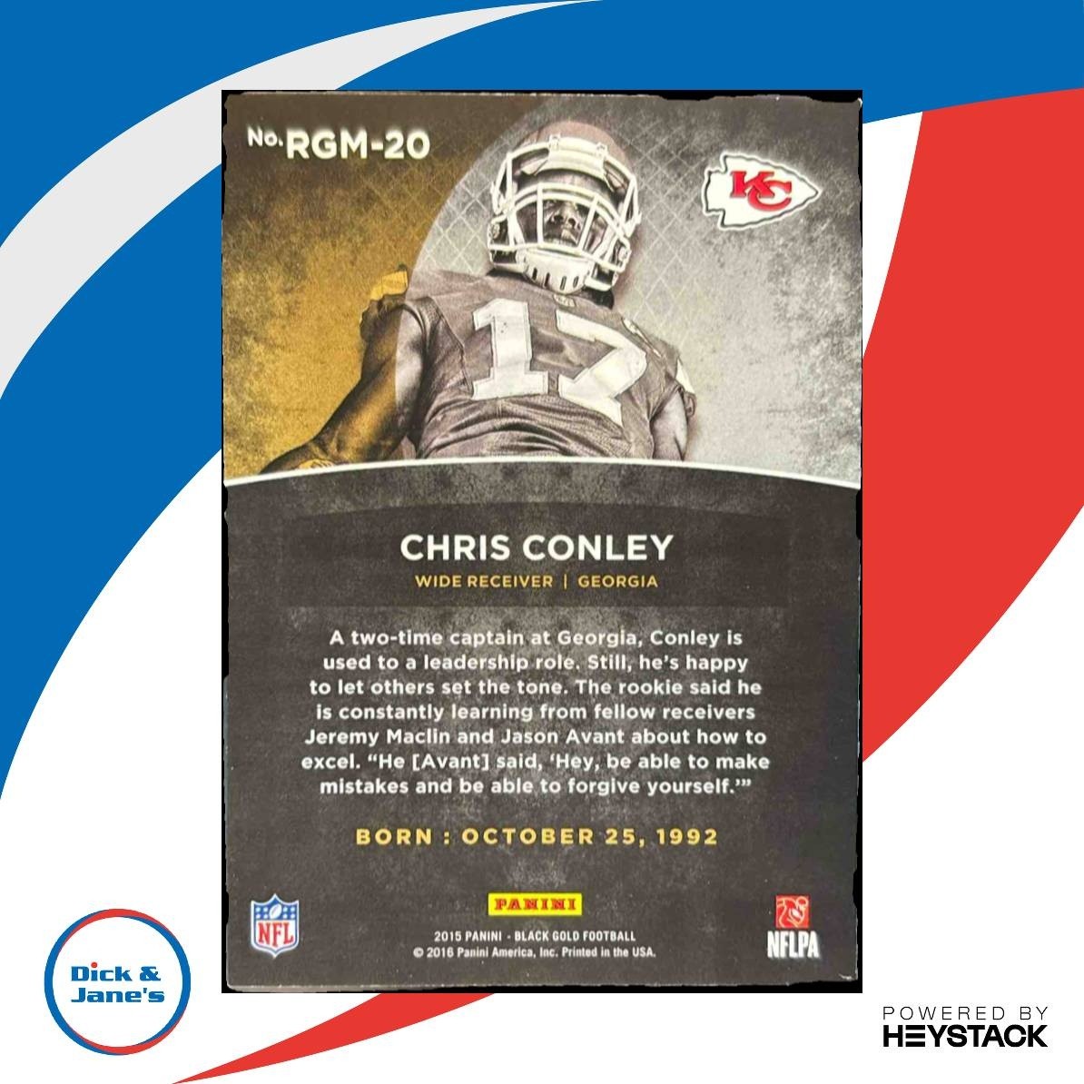 2015 Panini Black Gold Chris Conley Rookie Goldmine White /99 RC Chiefs