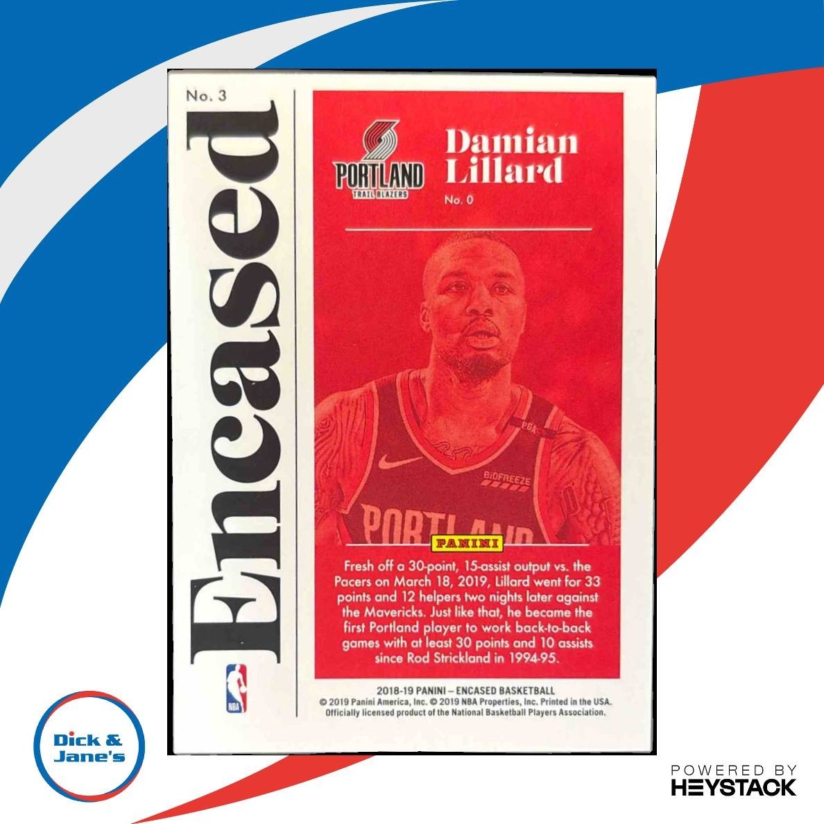 2018-19 Panini Encased Damian Lillard /99 #3 Portland Trail Blazers