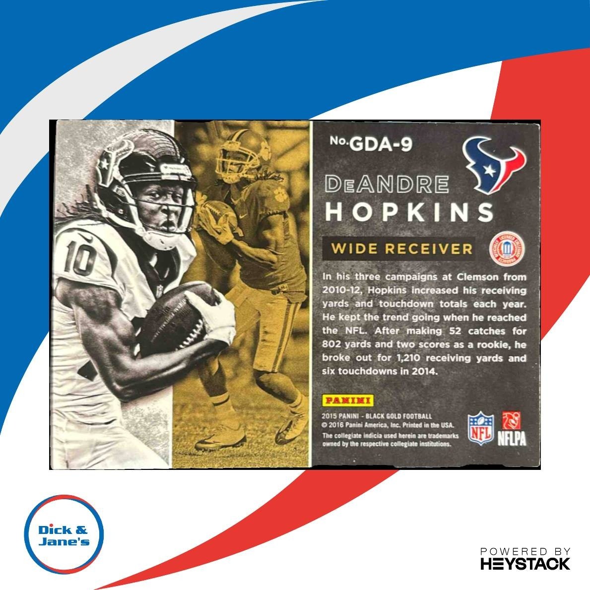 2015 Panini Black Gold DeAndre Hopkins Golden Days /199 #GDA-9