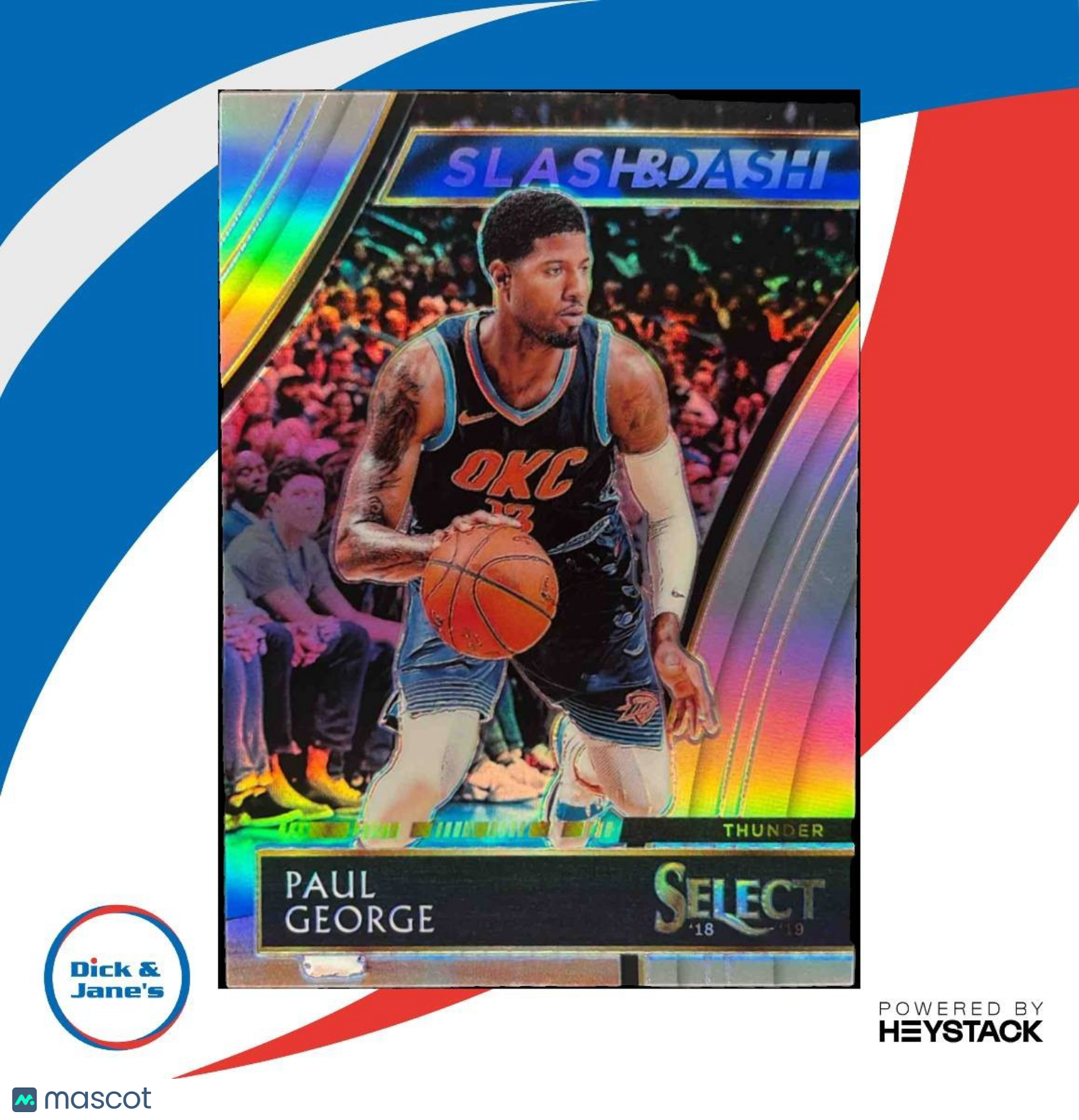 2018-19 Panini Select Paul George Slash and Dash Silver /99 #28 Thunder