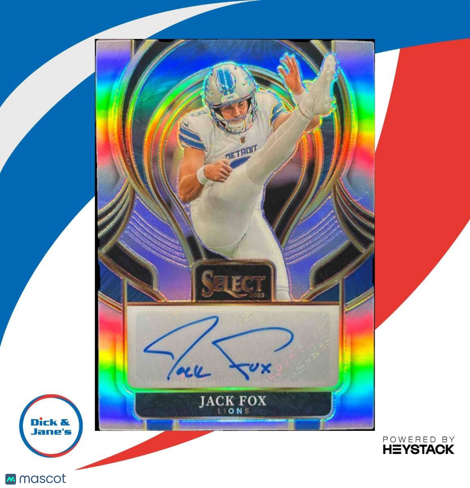 2025 Panini Select Jack Fox Signatures Refractor #SIP-JFX Auto Detroit Lions
