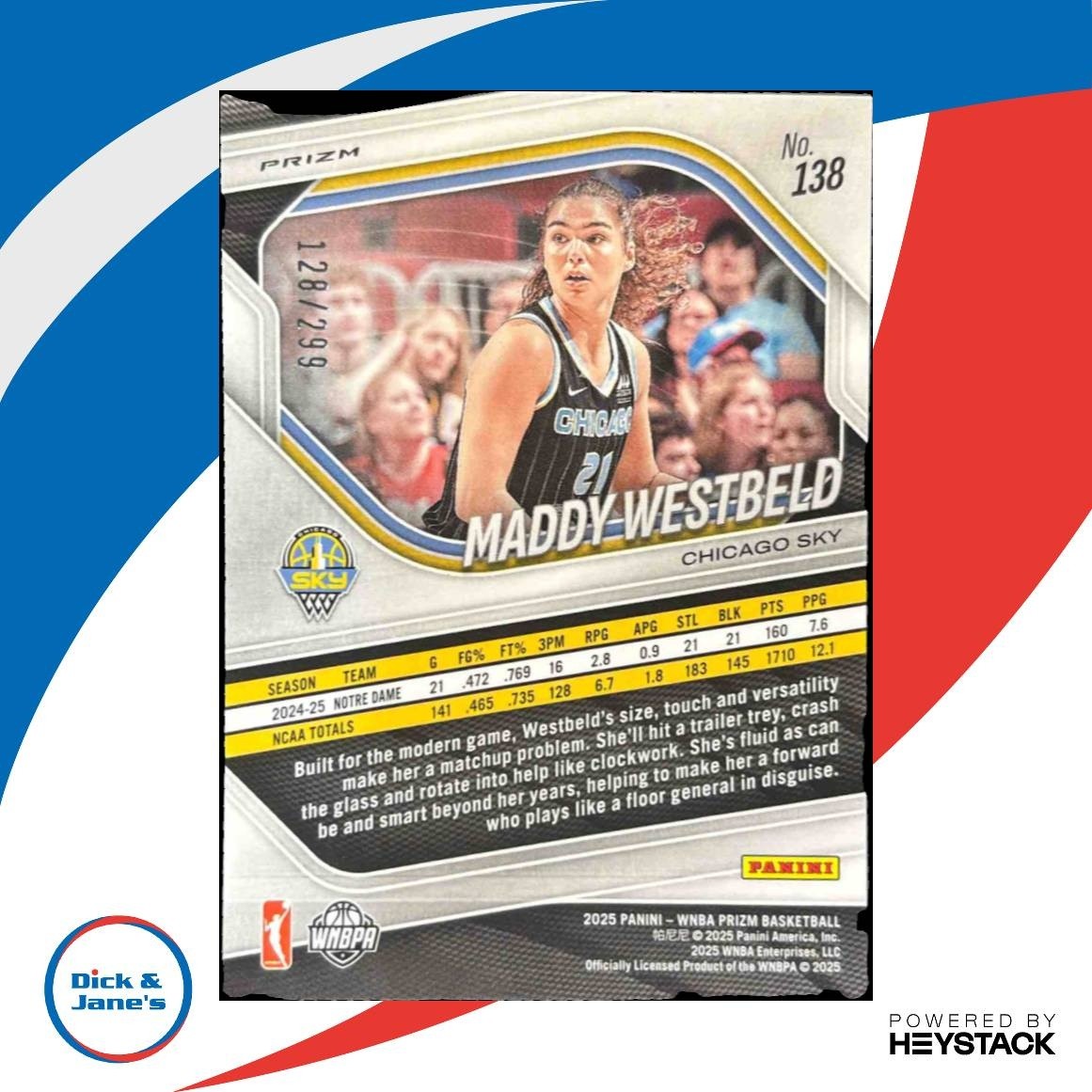 2025 Panini WNBA Prizm Maddy Westbeld Red Pulsar Prizms RC /299 #138 Chicago Sky