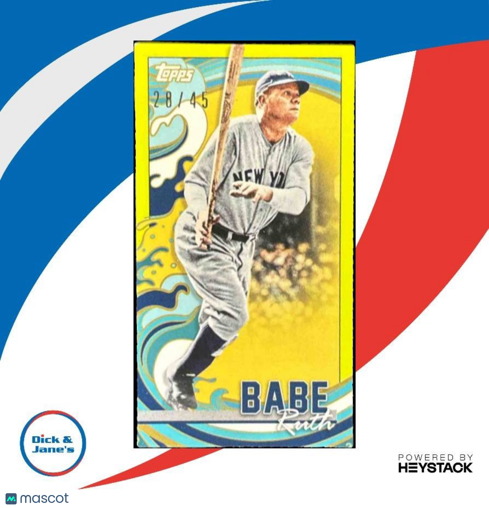 2022 Topps Rip Babe Ruth Mini Chartreuse 28/45 #MRIP-BR New York Yankees