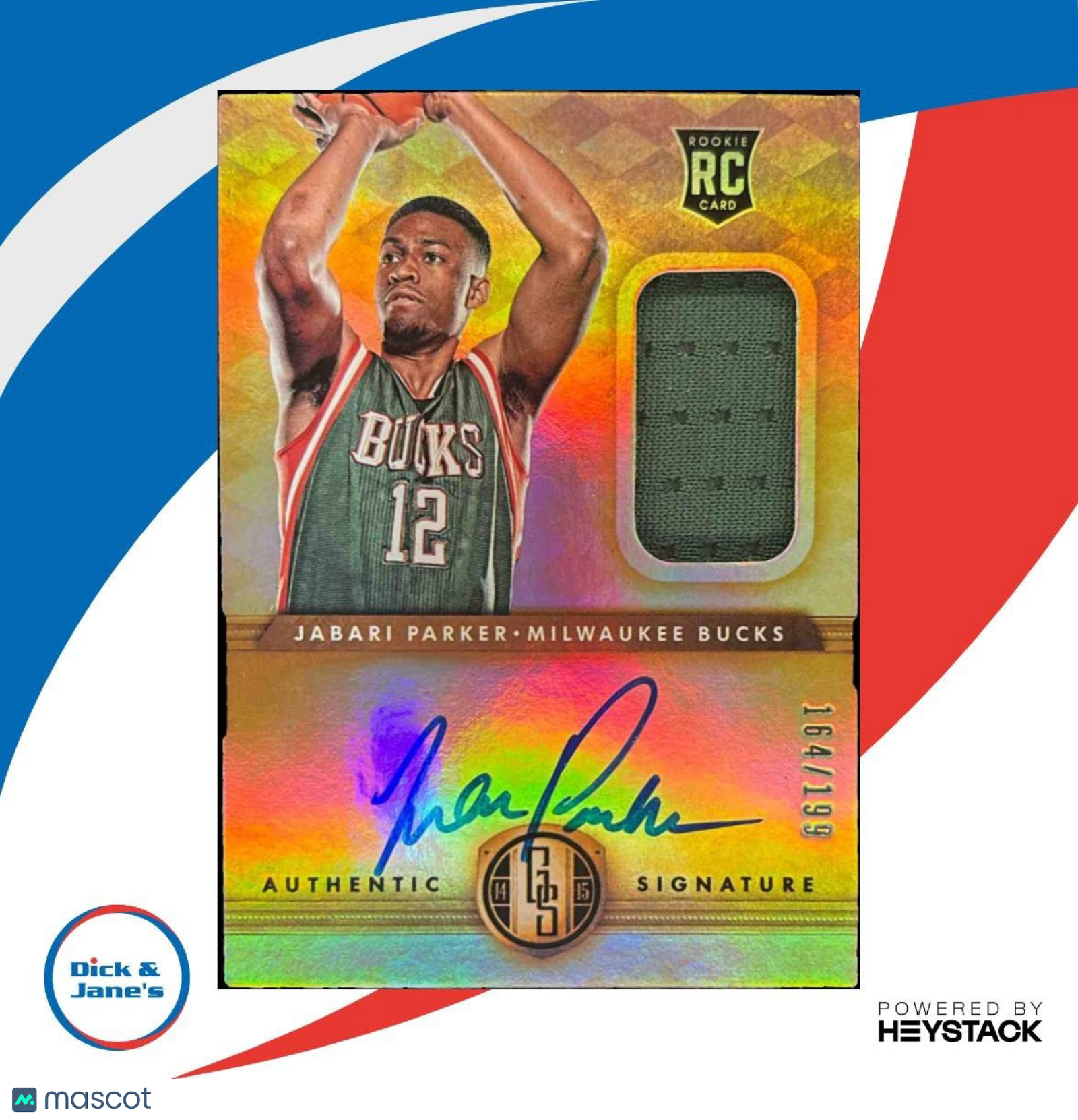 2014-15 Panini Gold Standard Jabari Parker /199 #202 RC Auto Milwaukee Bucks
