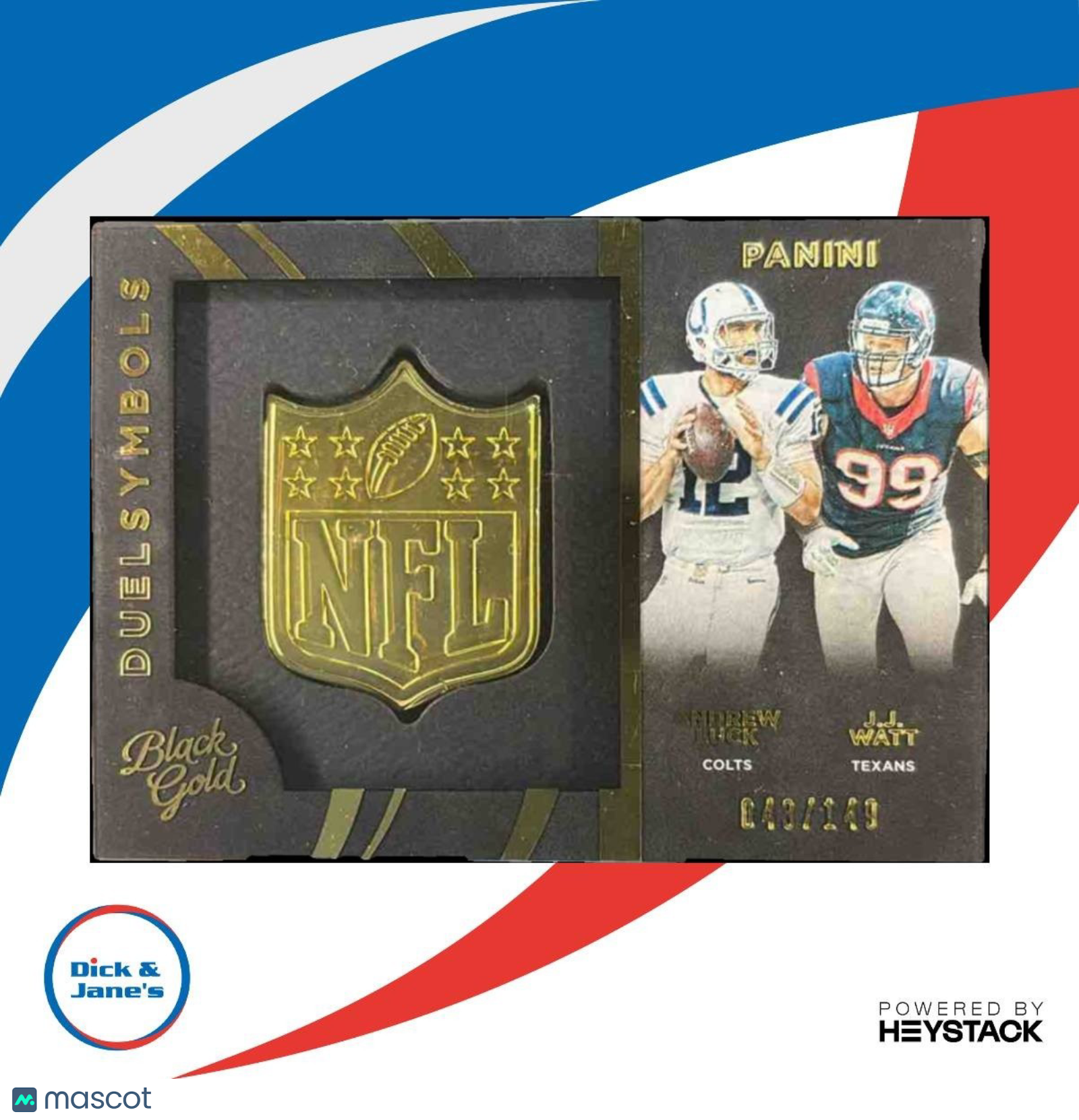 2015 Panini Black Gold Andrew Luck J.J. Watt MA Duel Symbols /149 NFL LOGO