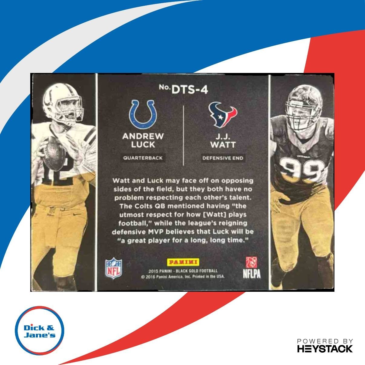 2015 Panini Black Gold Andrew Luck J.J. Watt MA Duel Symbols /149 NFL LOGO