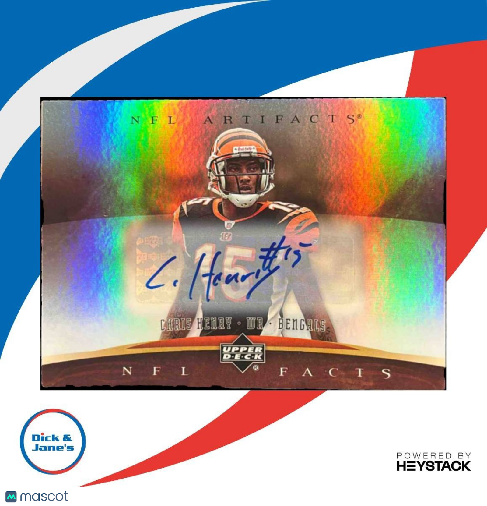 2007 Upper Deck Artifacts Chris Henry NFL Facts Auto RC Cincinnati Bengals