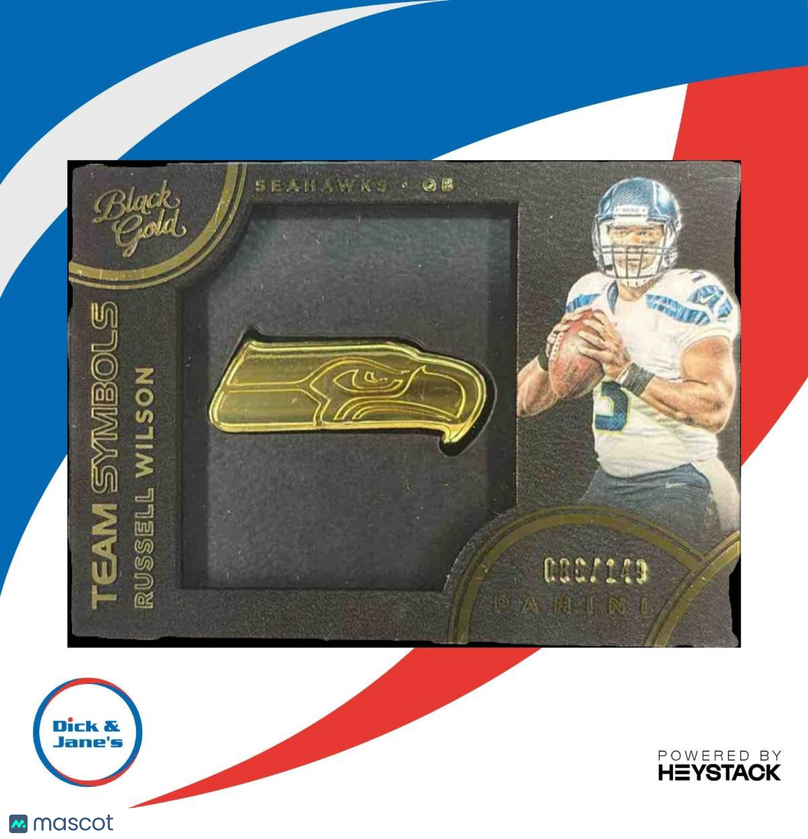 2015 Panini Black Gold Russell Wilson Team Symbols /149 #TMS-53 Seattle Seahawks