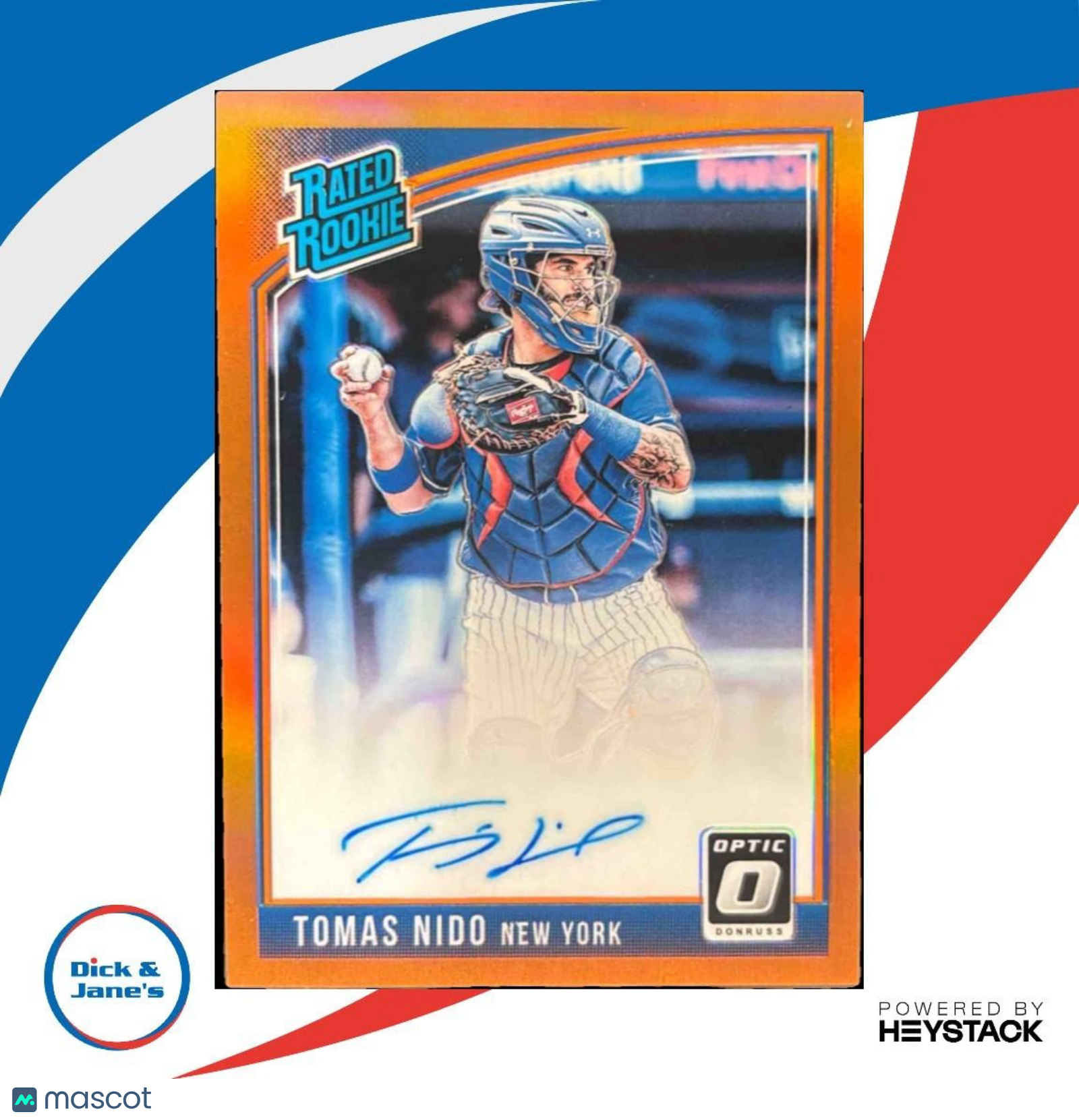 2018 Donruss Optic Tomas Nido Signatures Orange /99 Auto RC New York Mets