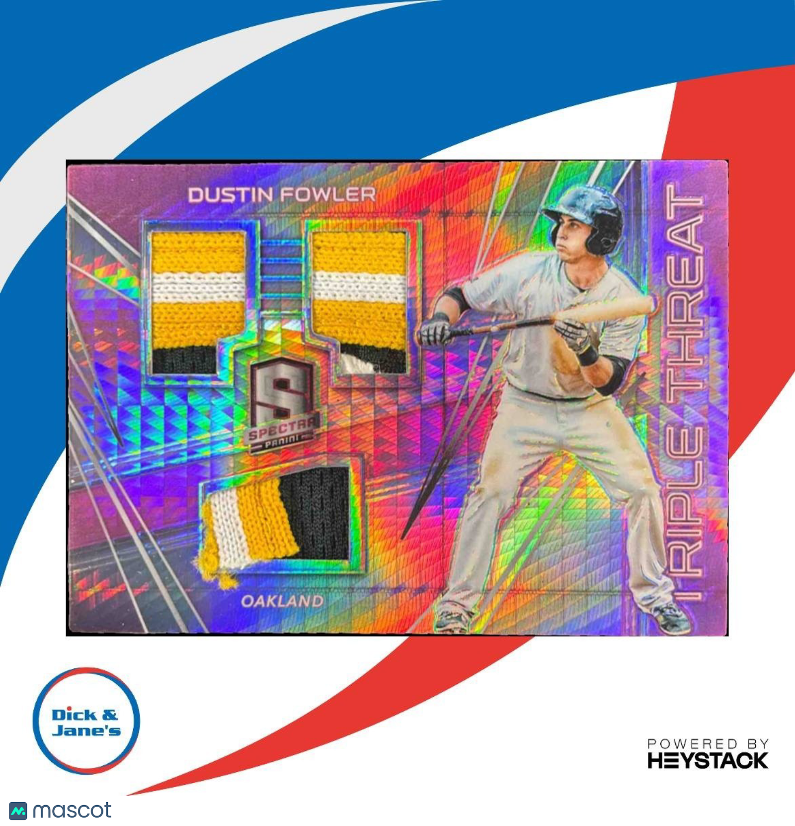 2018 Panini Chronicles Dustin Fowler Triple Threat Materials Neon Pink /49 RC