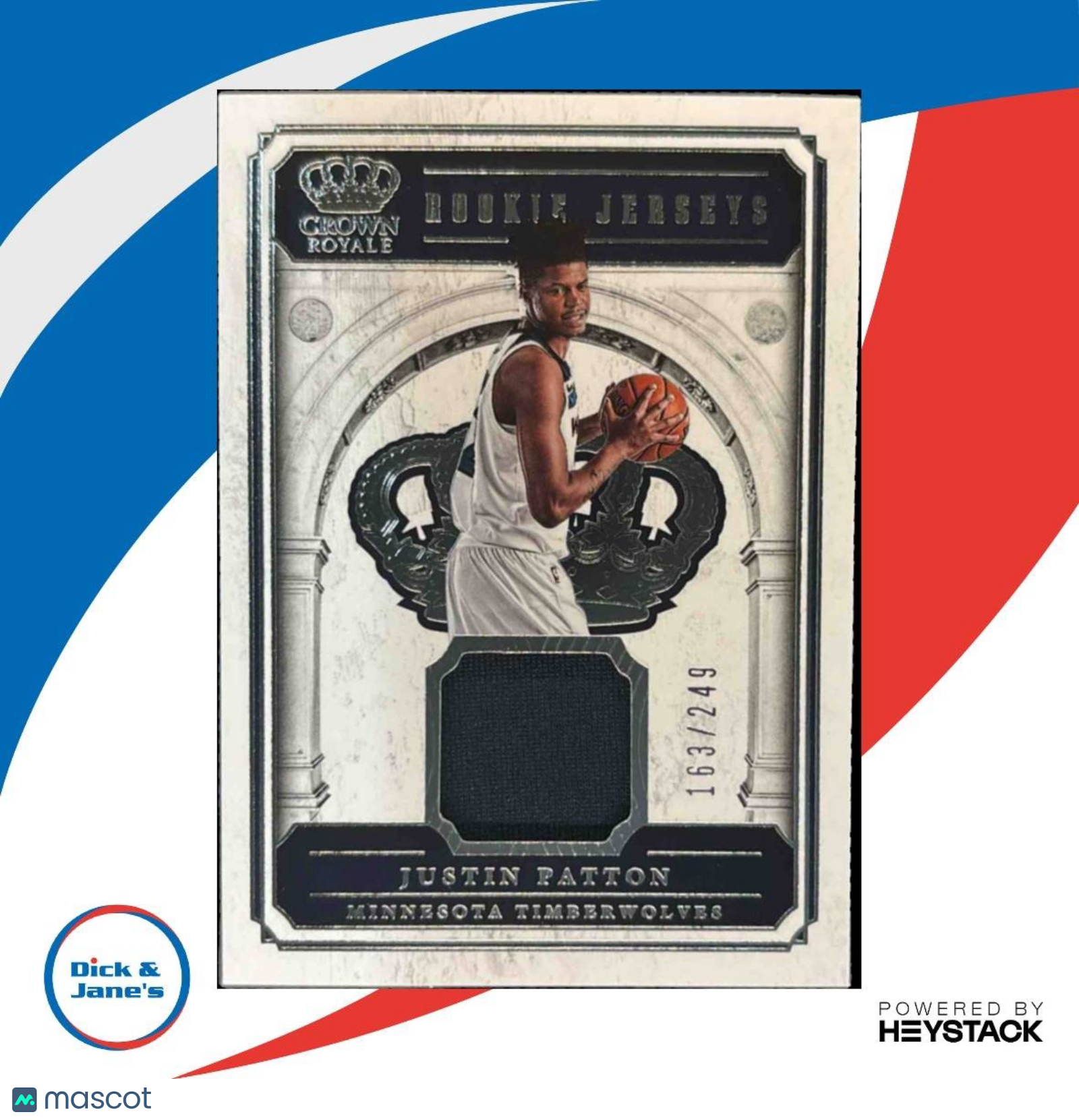 2017-18 Panini Crown Royale Justin Patton Rookie Jerseys /249 RC Timberwolves