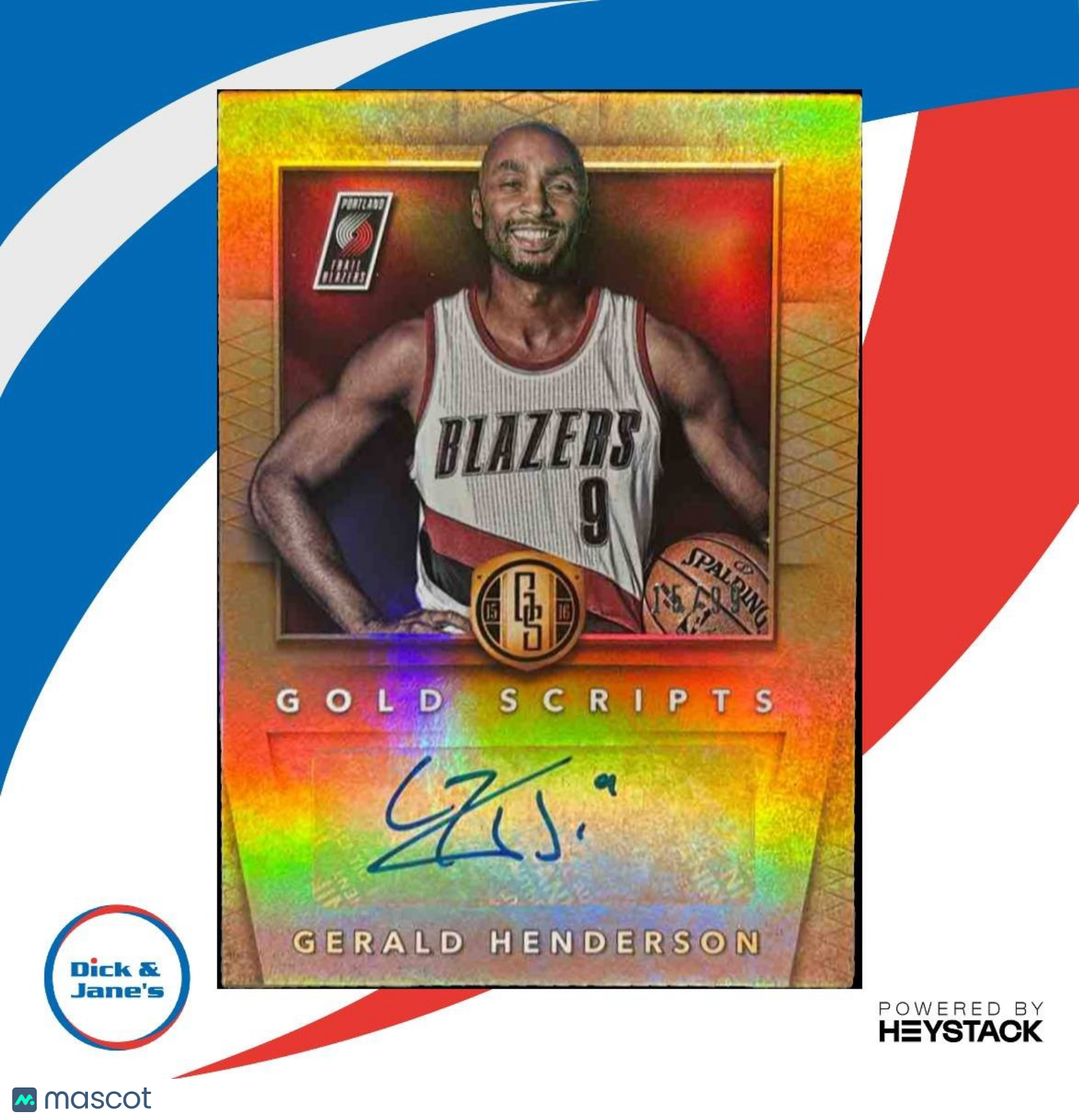 2015-16 Panini Gold Standard Gerald Henderson Scripts /99 Auto Trail Blazers