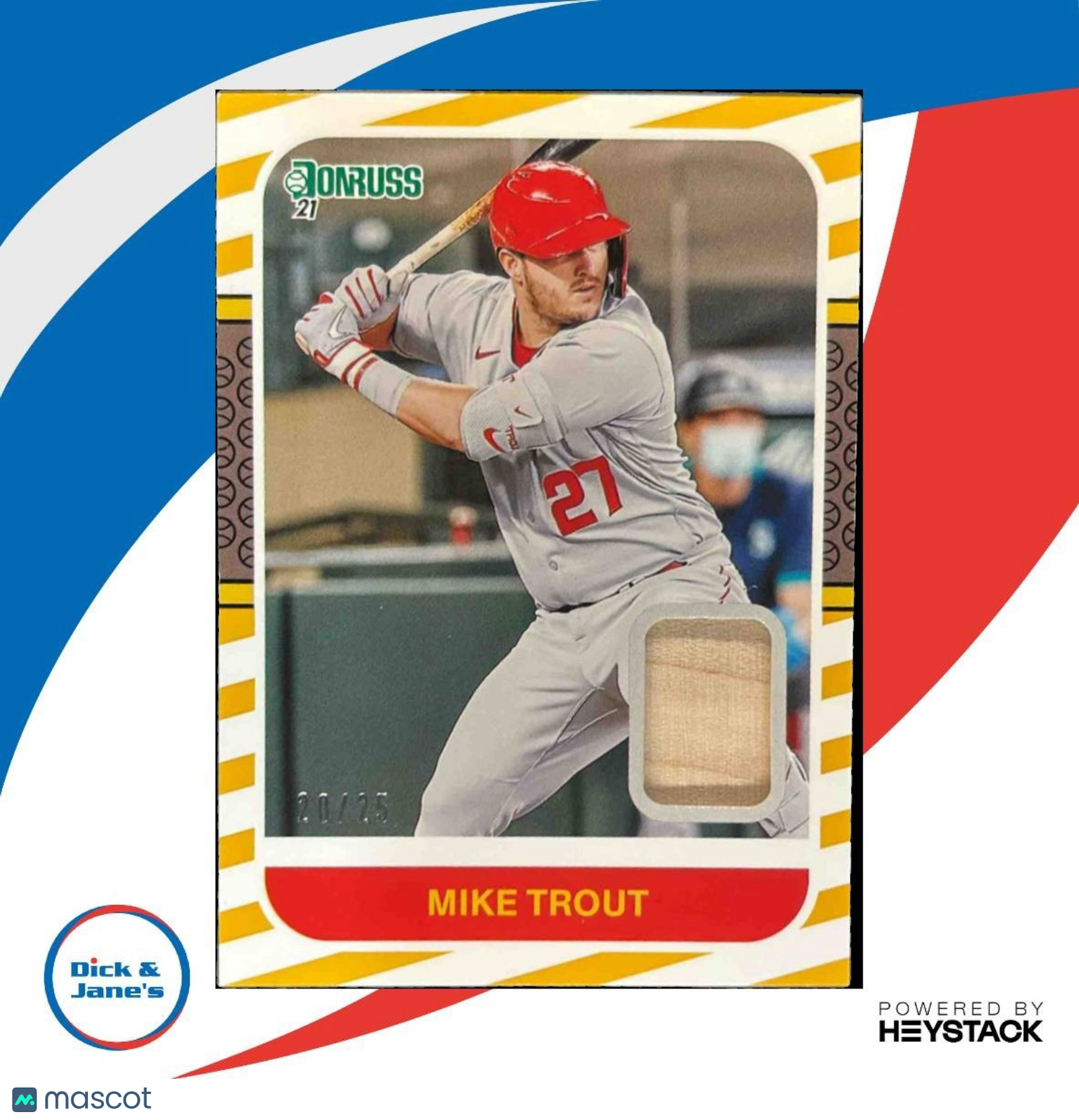 2021 Panini Donruss Mike Trout Retro 1987 Materials Gold /25 Los Angeles Angels