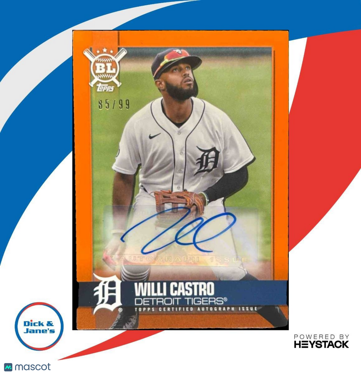 2021 Topps Big League Willi Castro Auto Electric Orange /99 Detroit Tigers