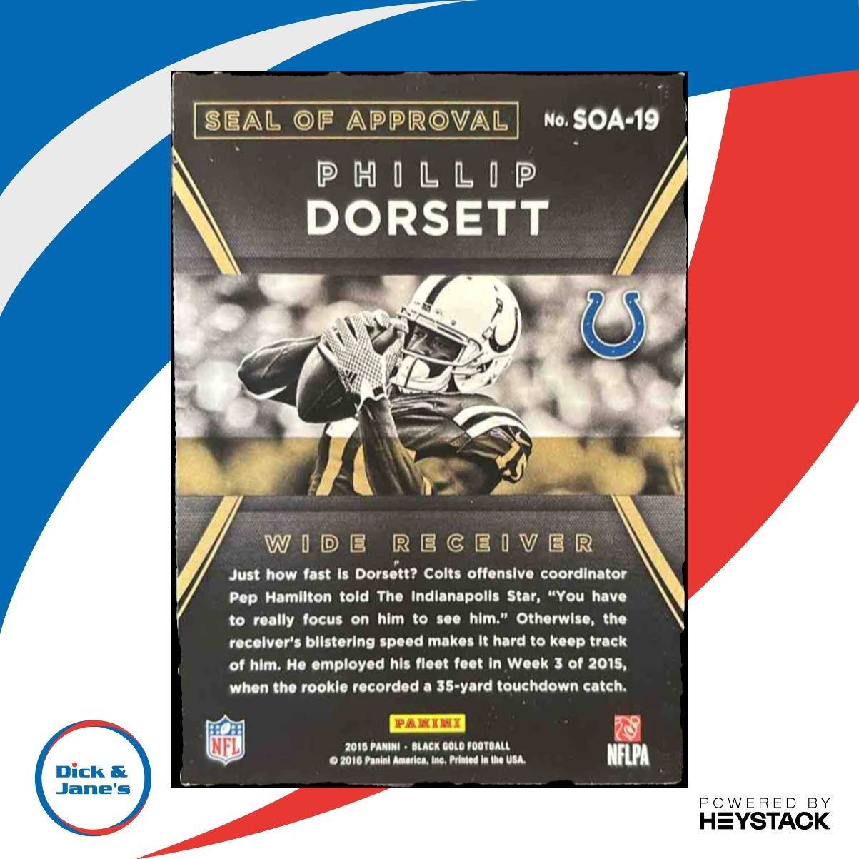 2015 Panini Black Gold Phillip Dorsett NFL Seal of Approval /49 RC Colts