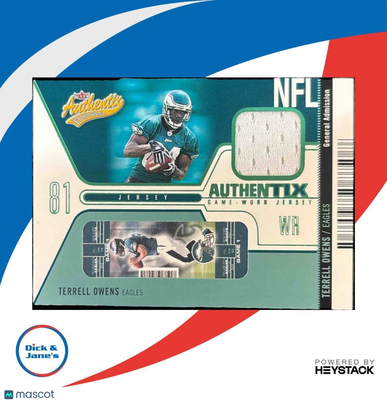 2004 Fleer Authentix Terrell Owens Jersey General Admission /145 Eagles