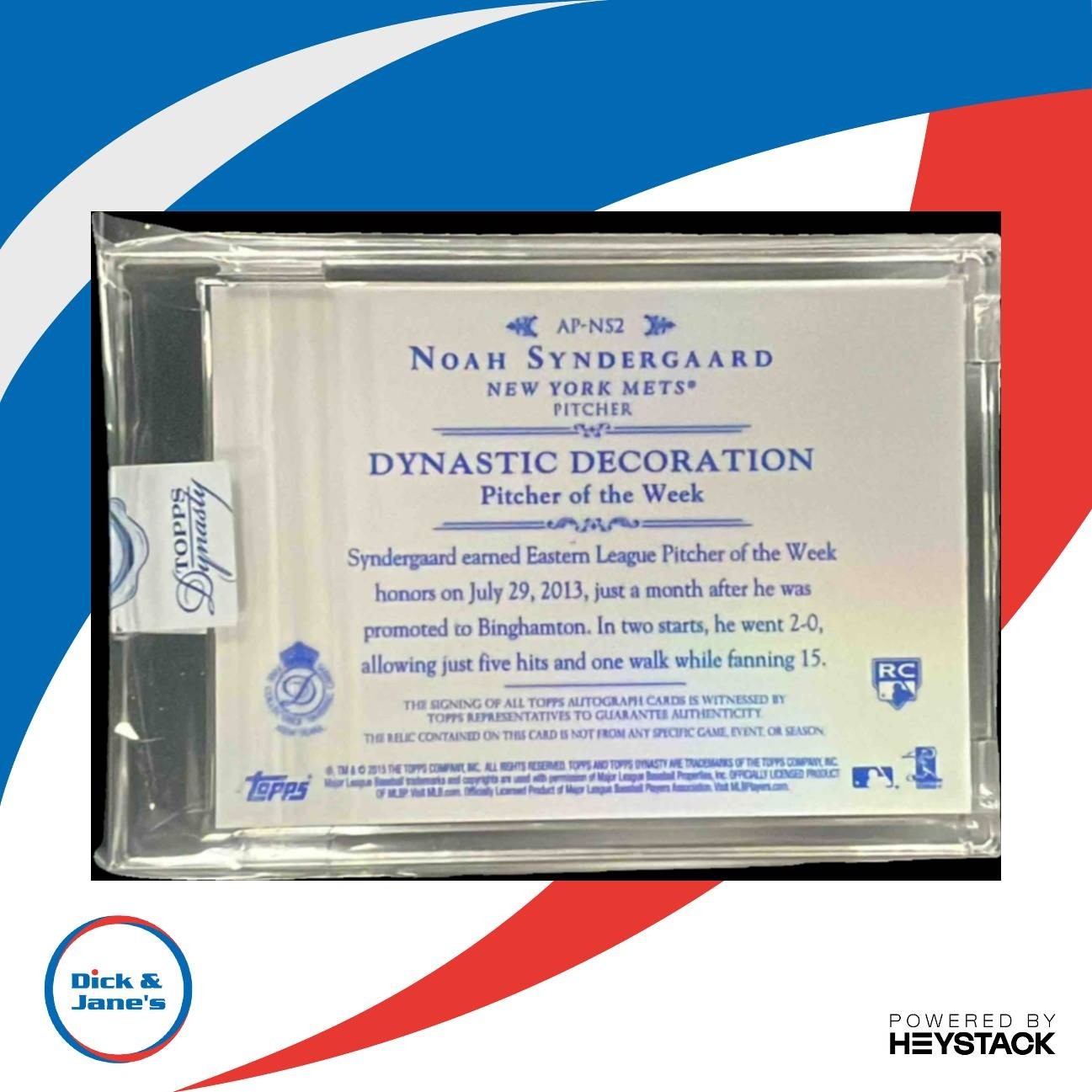 2015 Topps Dynasty Noah Syndergaard Auto Patches 1/10 #AP-NS2 RC New York Mets