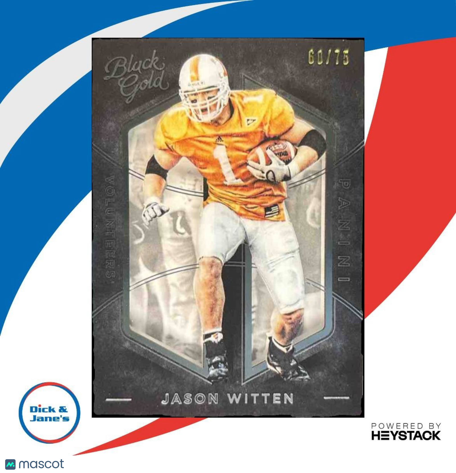 2016 Black Gold Collegiate Jason Witten White /75 #53 Tennessee Volunteers