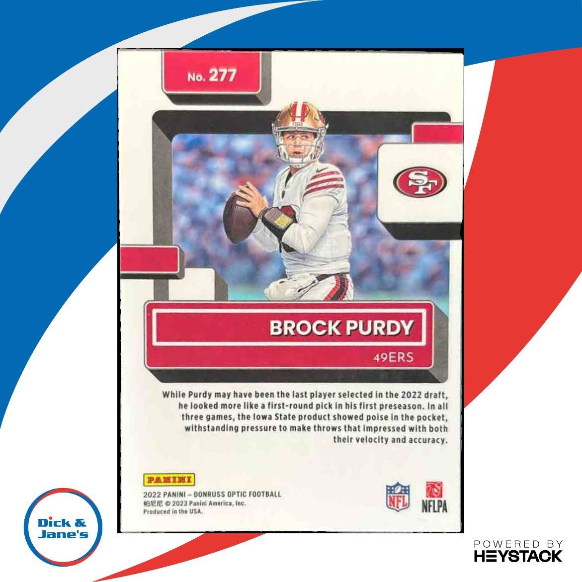 2022 Donruss Optic Brock Purdy #277 RC San Francisco 49ers