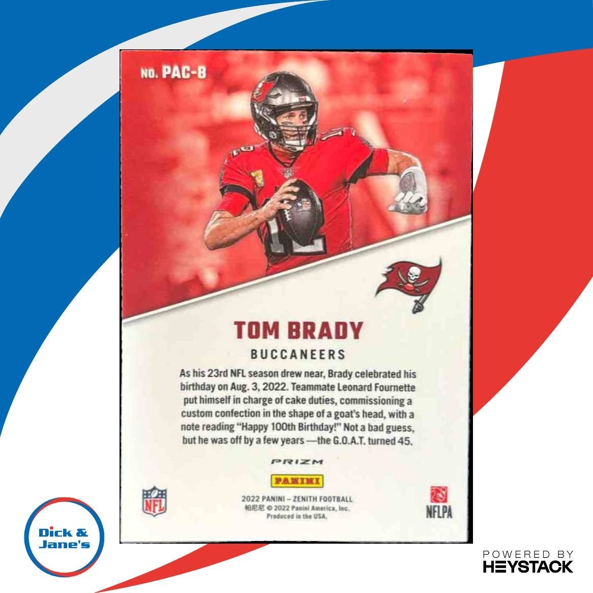 2022 Panini Zenith Tom Brady 1992 Pacific #PAC-8 Tampa Bay Buccaneers