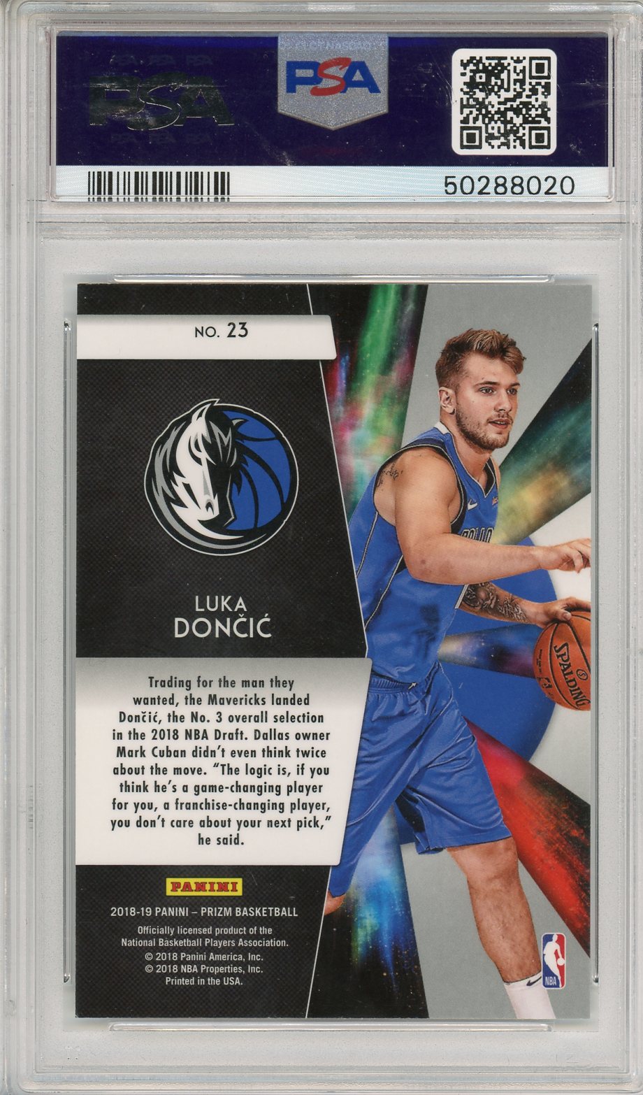 2018 Panini Prizm Freshman Phenoms Luka Doncic Rookie PSA 8.5 Dallas Mavericks