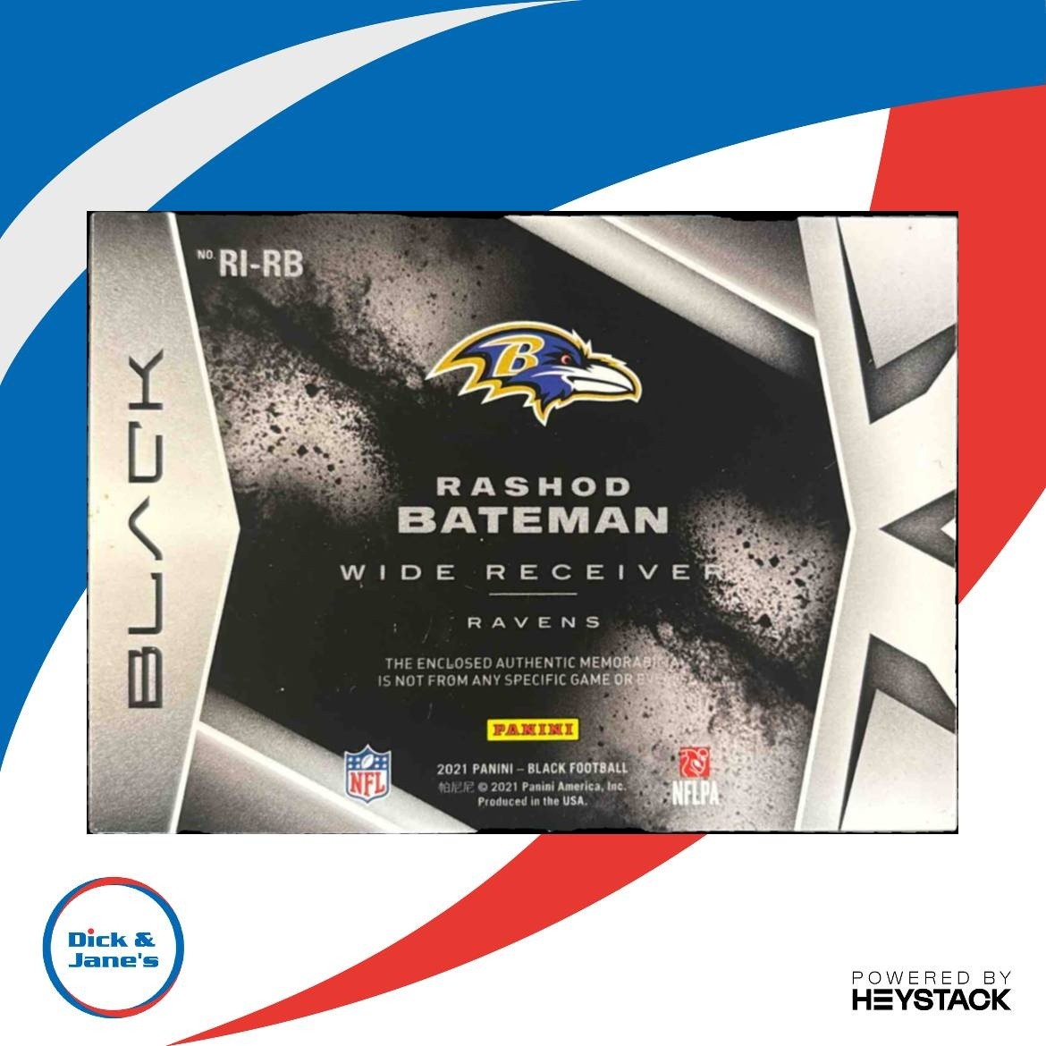 2021 Panini Black Rashod Bateman Rookie Influx Patch /50 RC Baltimore Ravens