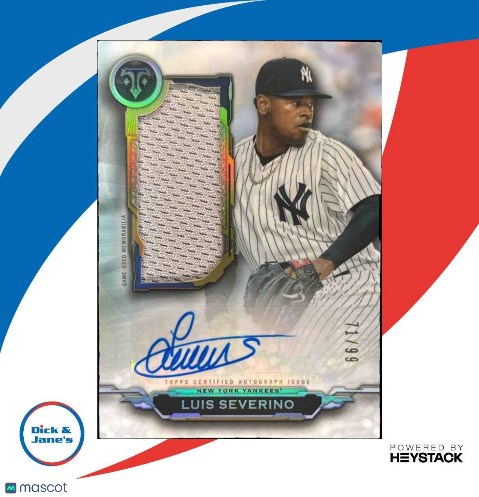 2019 Topps Triple Threads Luis Severino Auto Jumbo Relics /99 MEM Yankees