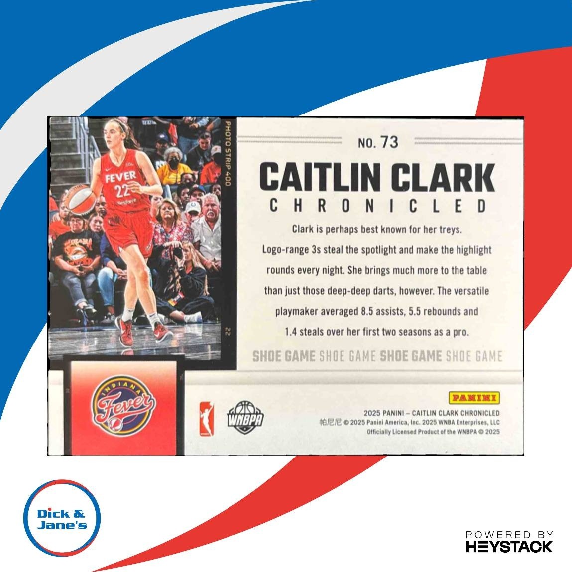 2025 Panini Caitlin Clark Chronicled Shoe Game #73 Indiana Fever