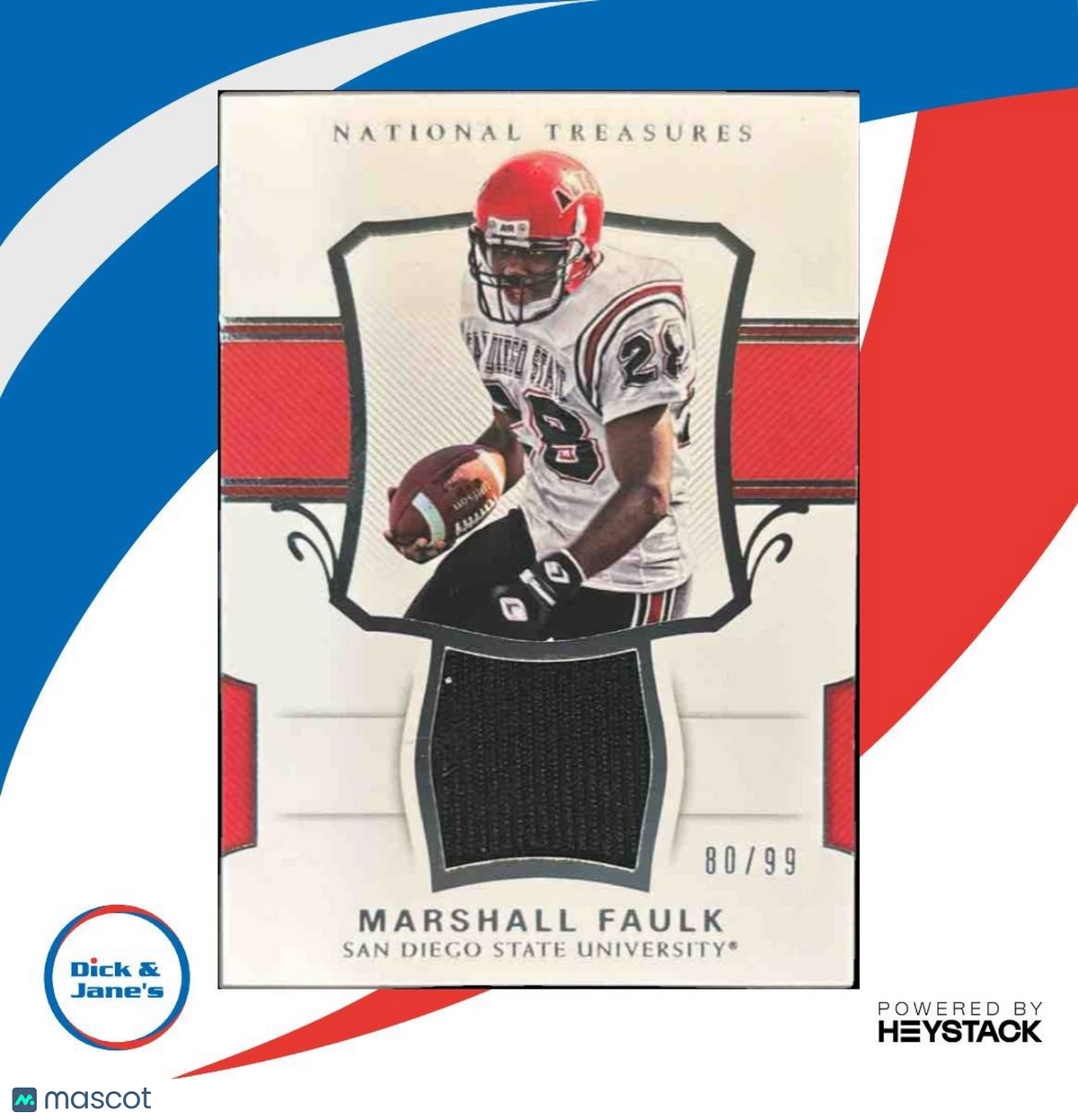 2018 Panini National Treasures Collegiate Patch Marshall Faulk /99 #44 MEM