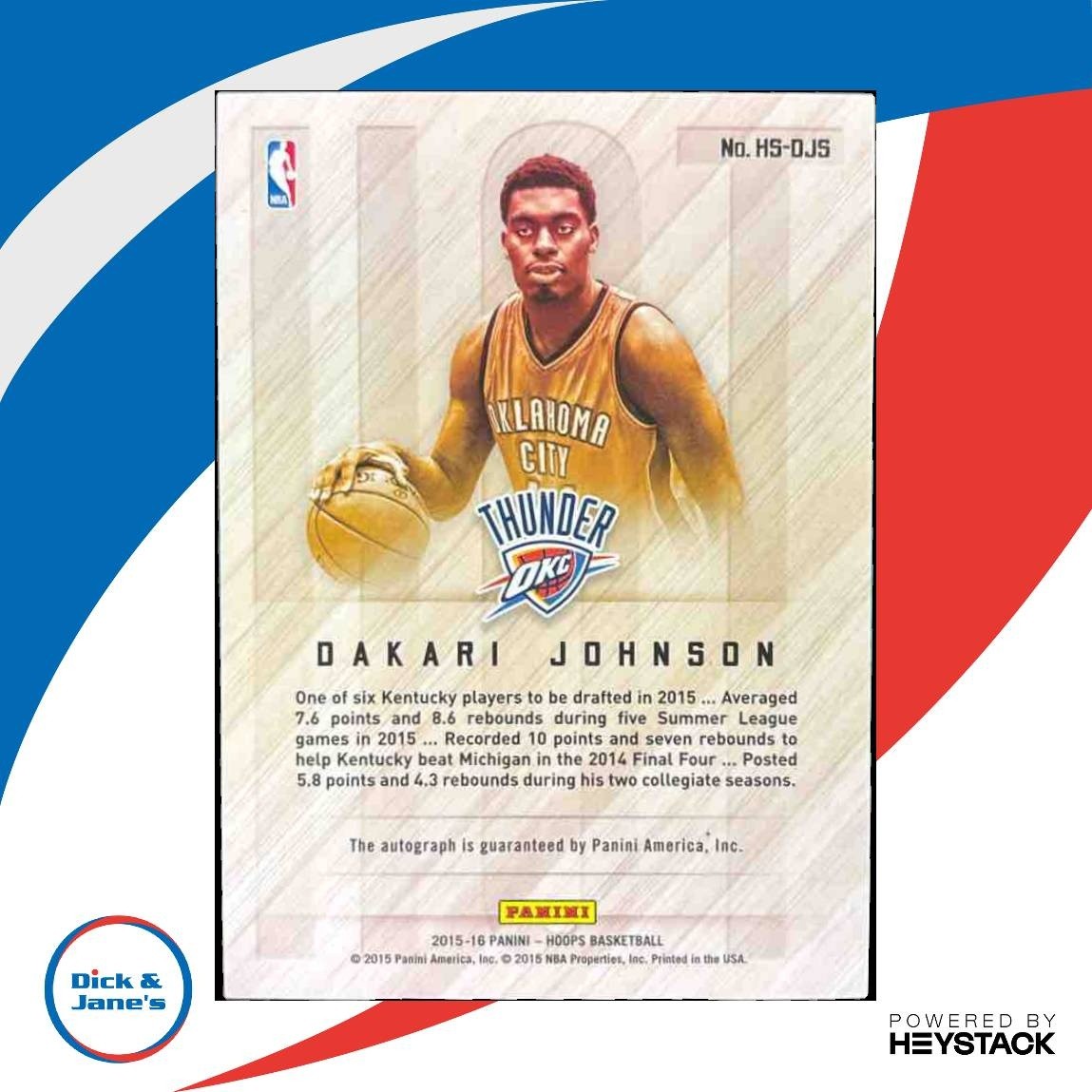 2015-16 Panini Hoops Dakari Johnson Hot Signatures RC Auto Oklahoma City Thunder