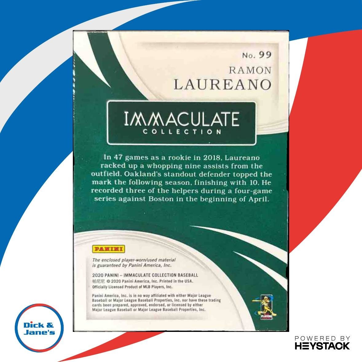 2020 Immaculate Collection Ramon Laureano /49 #99 MEM Oakland Athletics