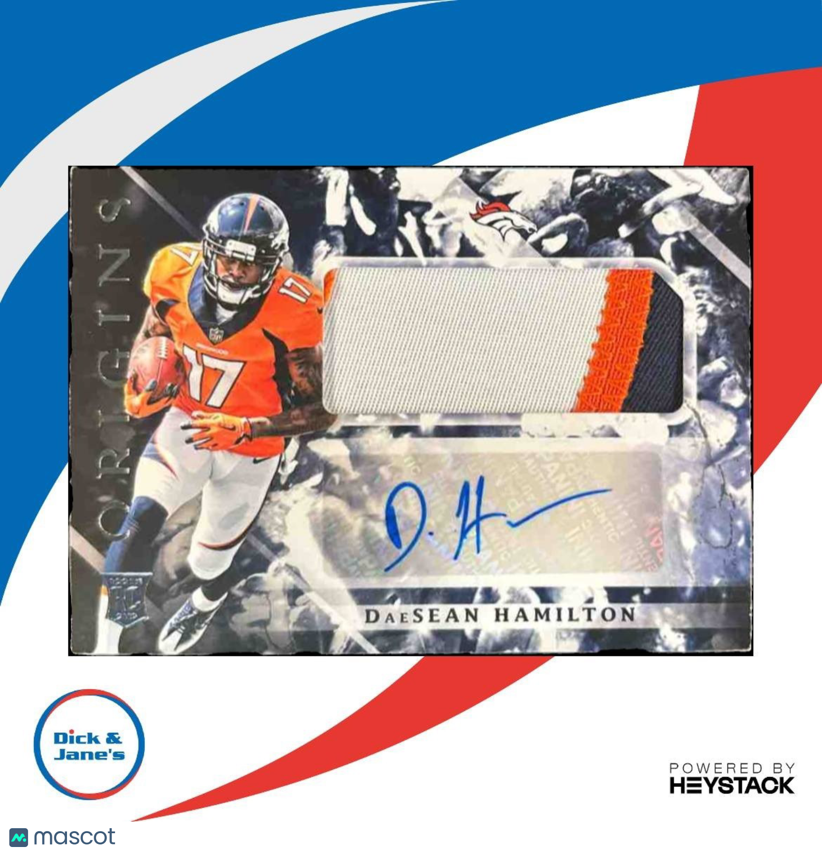 2018 Panini Origins DaeSean Hamilton #128 RC Auto Denver Broncos