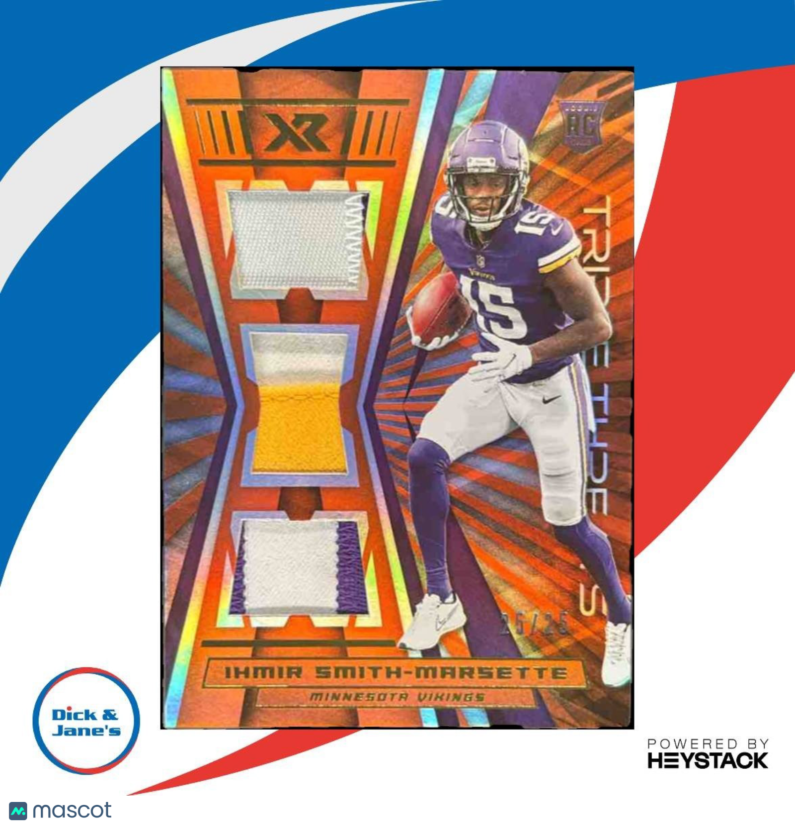 2021 Panini XR Ihmir Smith-Marsette Rookie Tri Patch /75 RC Minnesota Vikings