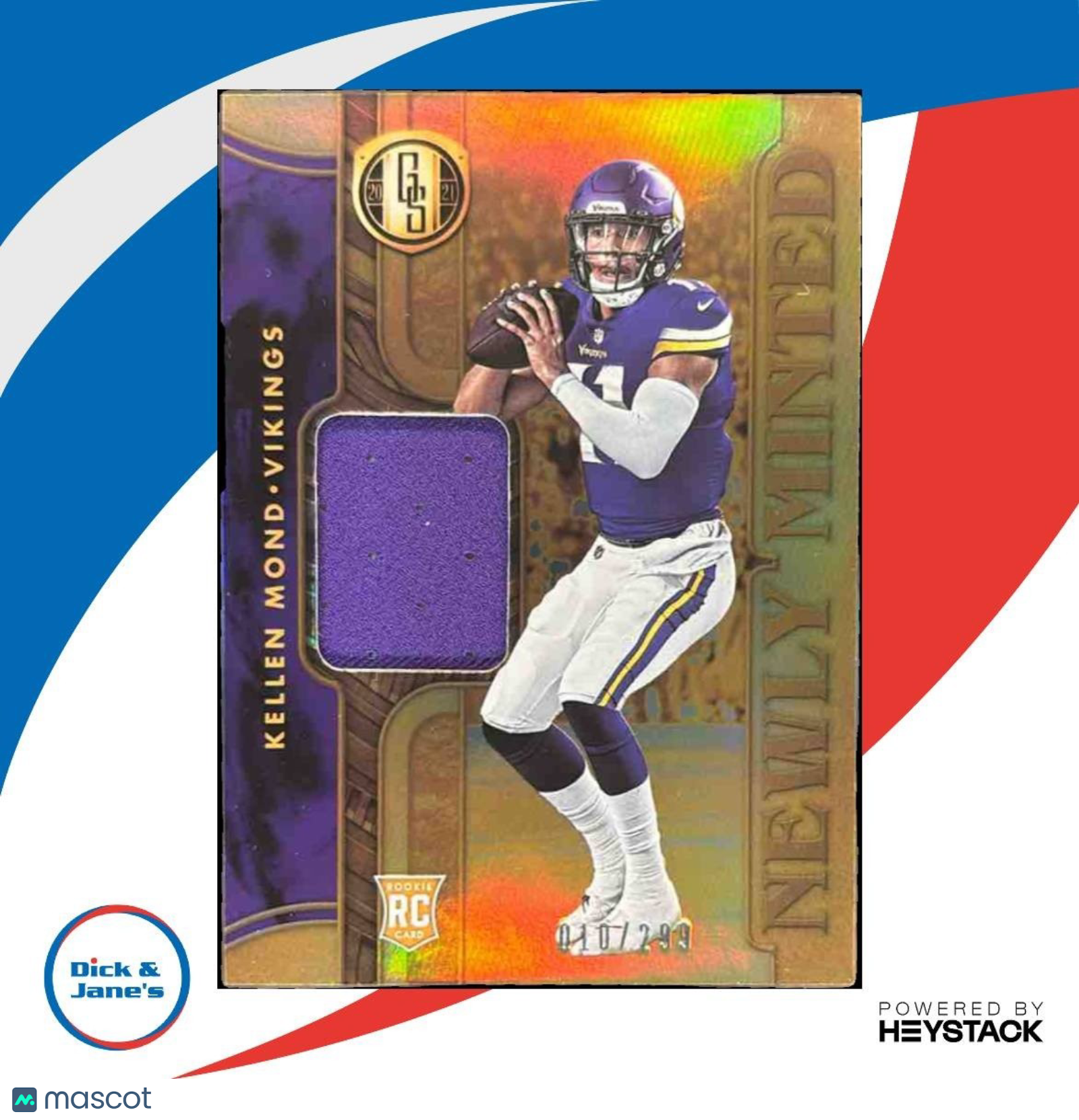 2021 Gold Standard Kellen Mond Newly Minted Patch /299 MEM RC Minnesota Vikings