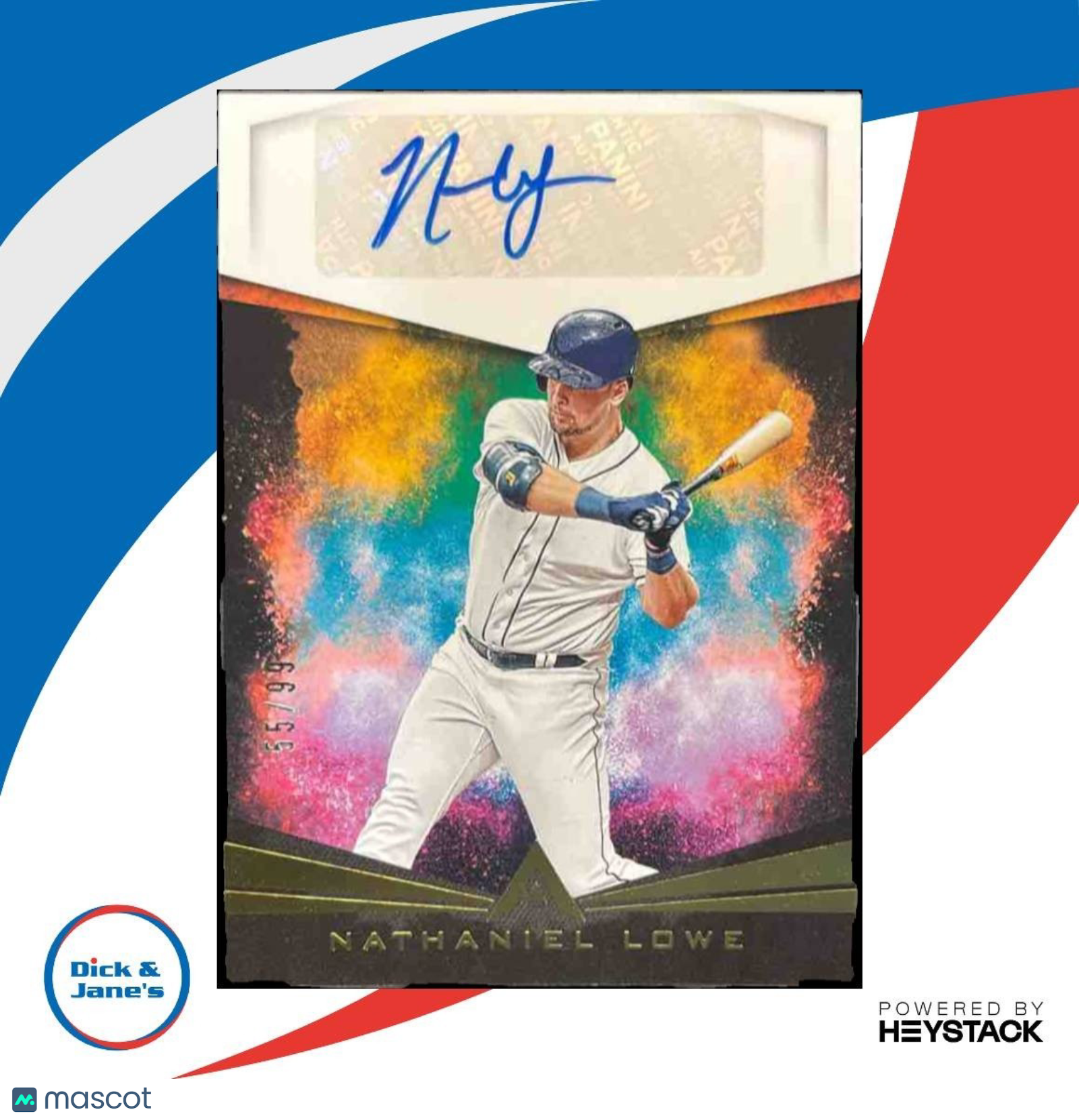 2020 Panini Chronicles Nathaniel Lowe Ascension Auto Gold /99 Tampa Bay Rays