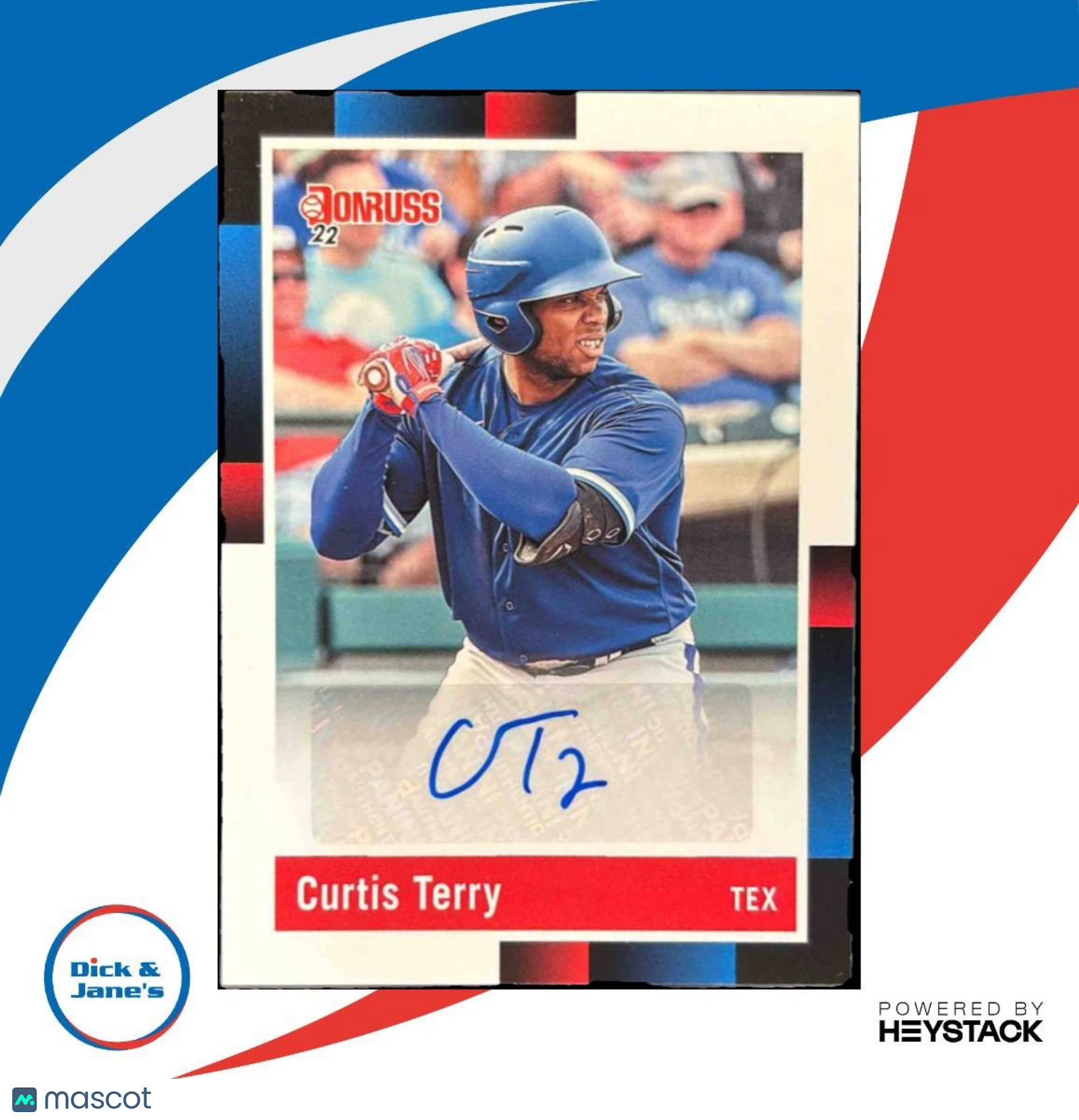 2022 Panini Donruss Curtis Terry Retro 1988 Signatures Auto RC Texas Rangers