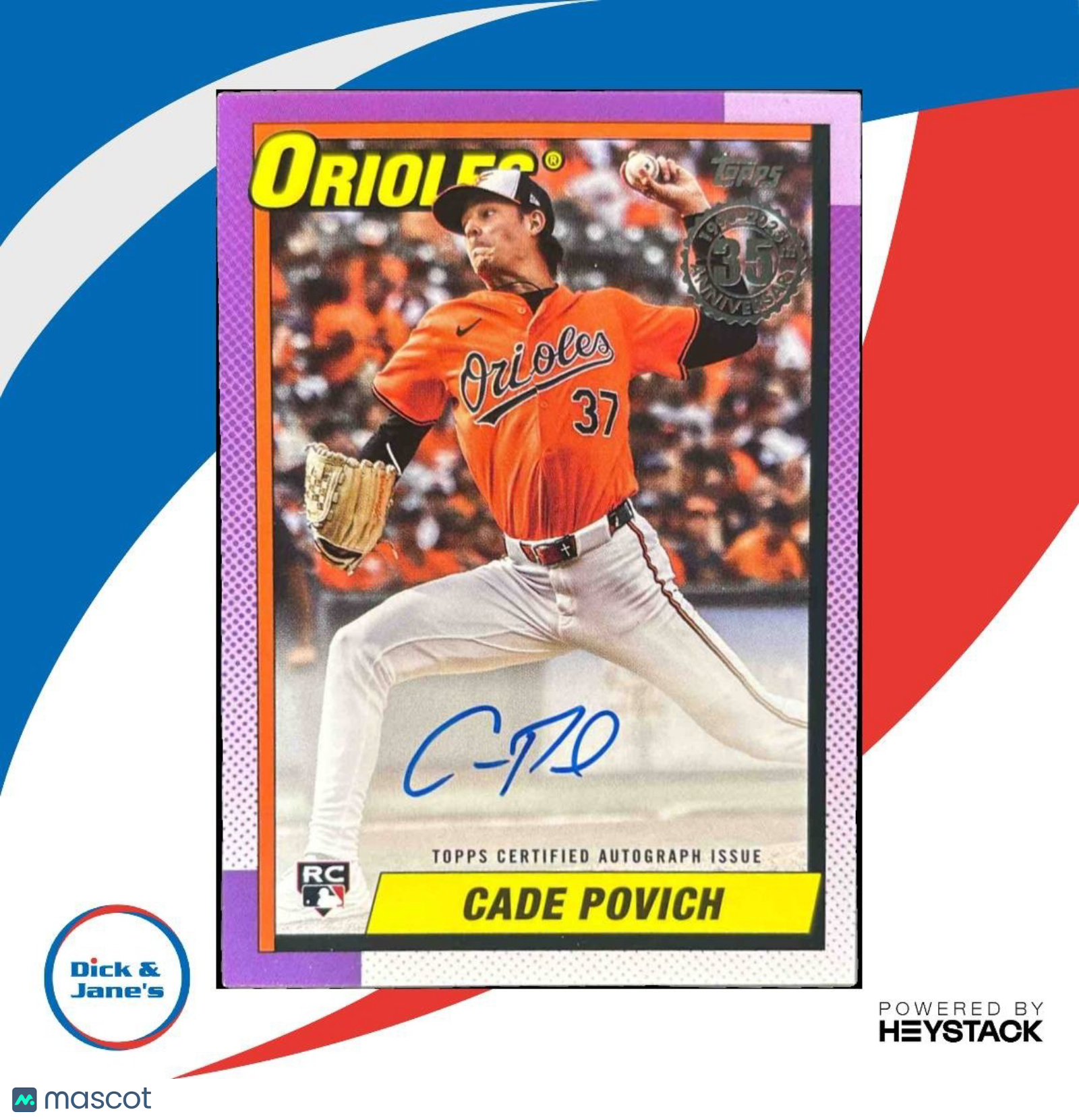 2025 Topps Cade Povich 1990 Baseball Auto Series 2 #90B2-CP RC Baltimore Orioles
