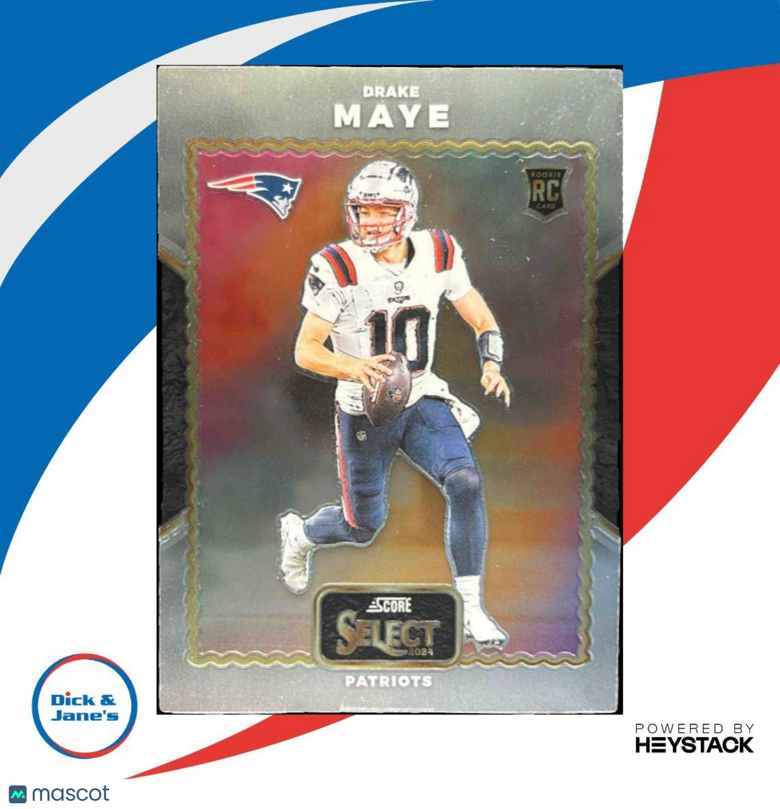 2024 Panini Select Drake Maye Score Throwback #22 RC New England Patriots